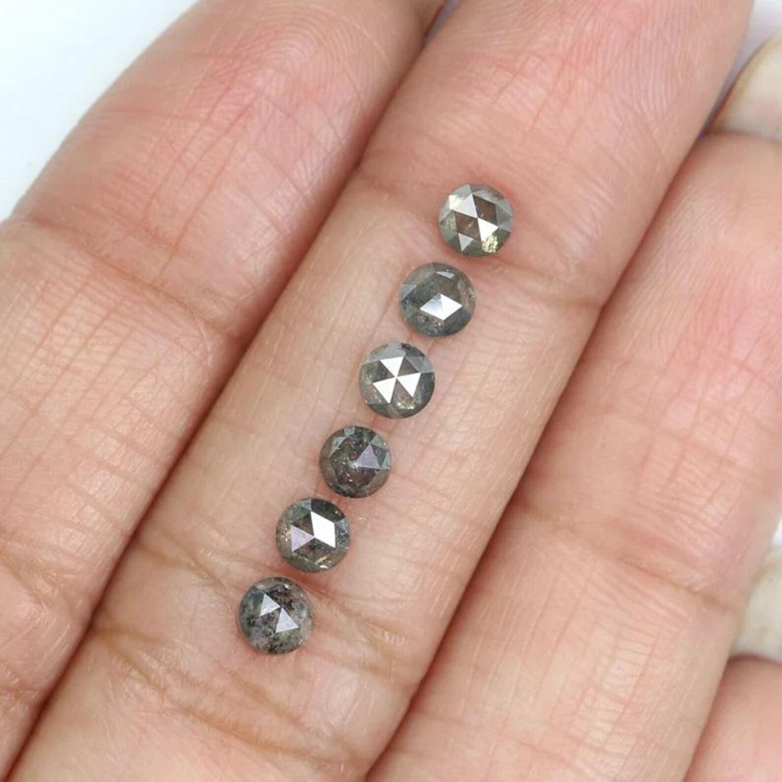 1.52 CT Natural Loose Round Shape Diamond Salt And Pepper Round Diamond 3.45 MM Natural Loose Black Gray Color Round Rose Cut Diamond NQ2091