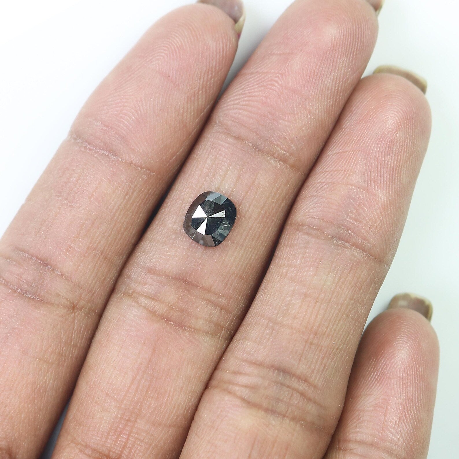 0.83 Ct Natural Loose Cushion Shape Diamond Black Color Cushion Cut Diamond 6.70 MM Natural Loose Diamond Cushion Rose Cut Diamond QN7236