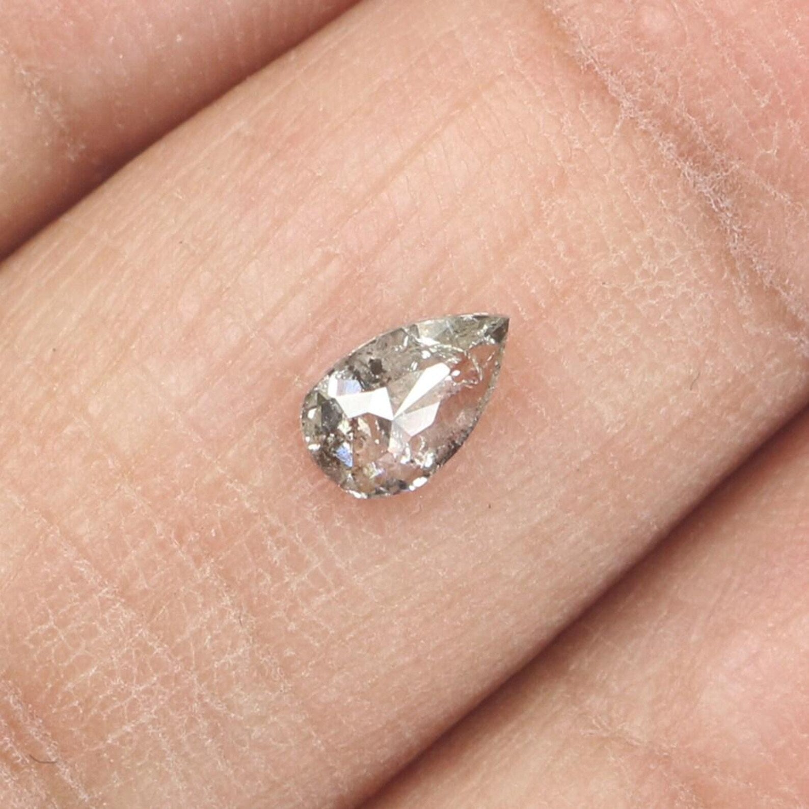 0.34 CT Natural Loose Pear Shape Diamond Salt And Pepper Pear Diamond 5.80 MM Natural Loose Black Gray Color Pear Rose Cut Diamond NQ1039