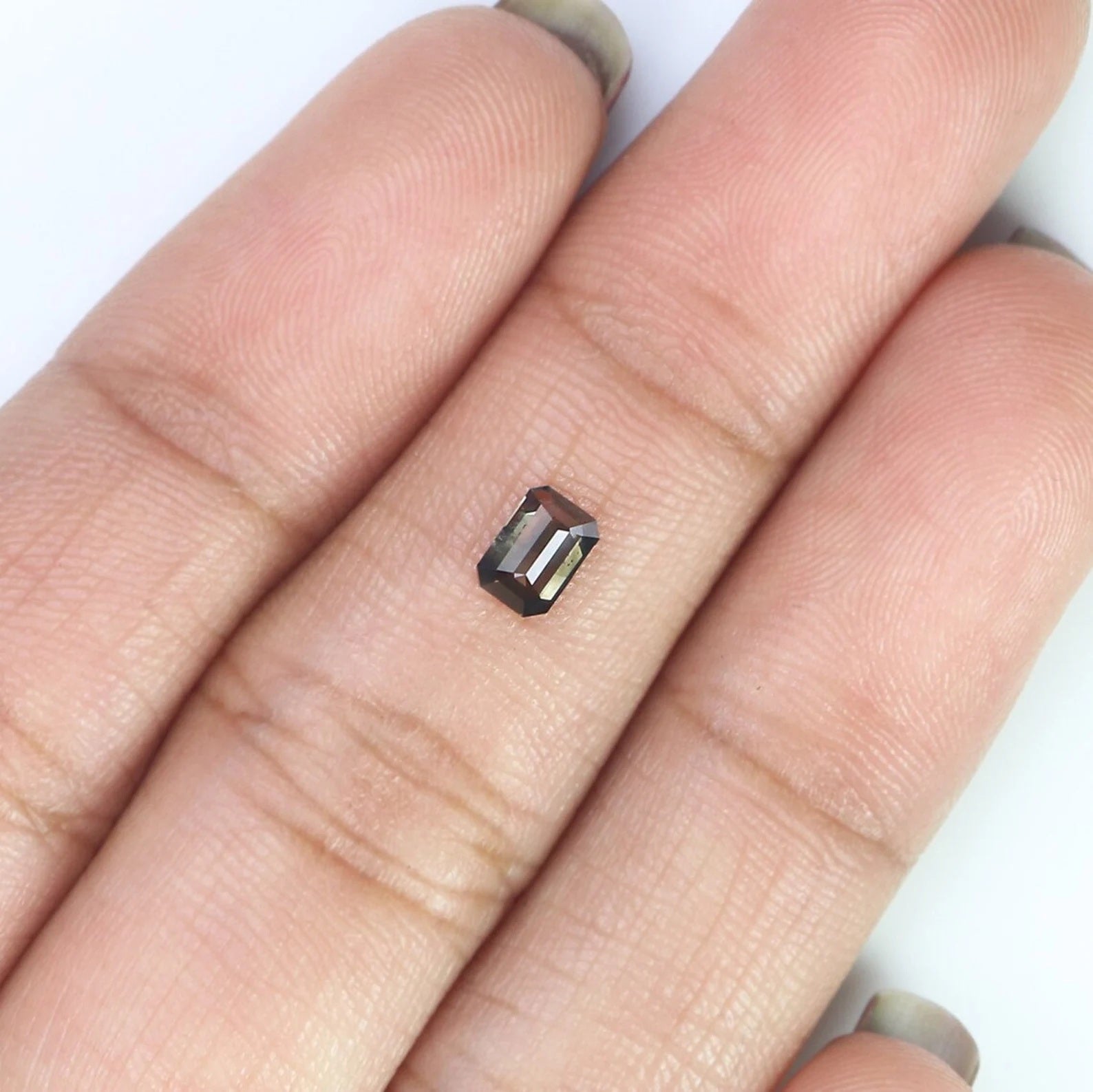 0.32 CT Natural Loose Emerald Shape Diamond Salt And Pepper Emerald Diamond Diamond 4.80 MM Black Grey Color Emerald Rose Cut Diamond NQ289