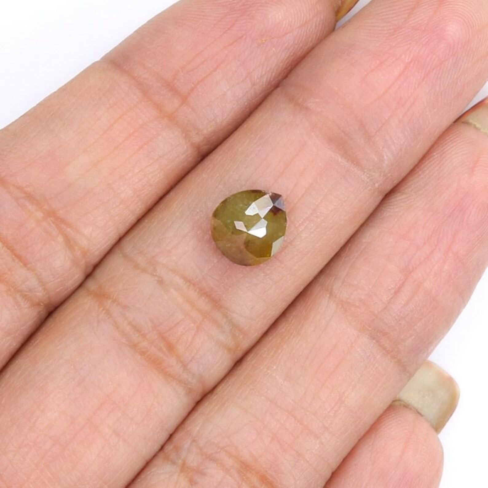 1.56 Ct Natural Loose Pear Shape Diamond Yellow Color Pear Cut Diamond 7.45 MM Natural Loose Diamond Brown Color Pear Rose Cut Diamond NQ207
