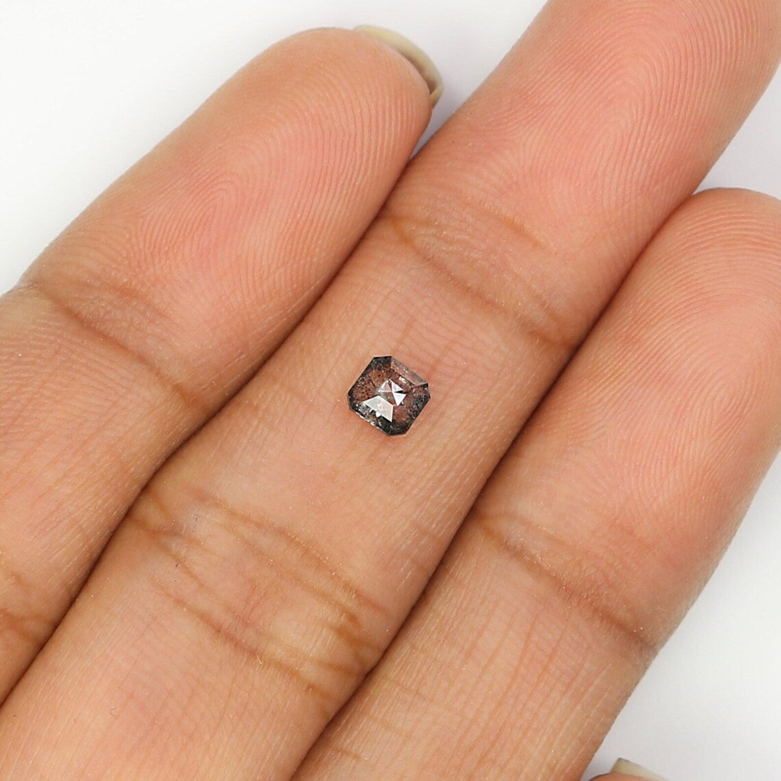 0.23 CT Natural Loose Emerald Shape Diamond Salt And Pepper Diamond 3.70 MM Natural Loose Black Grey Color Emerald Rose Cut Diamond NQ9405