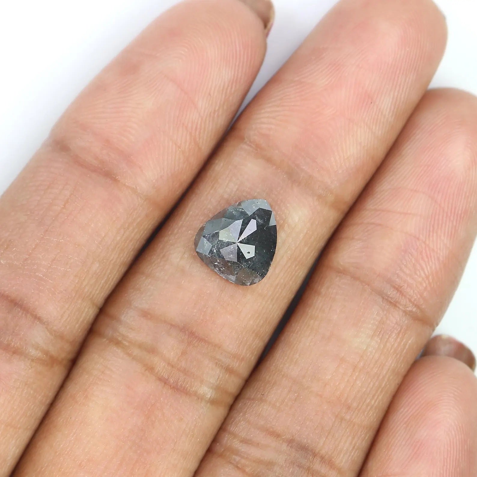 1.95 Ct Natural Loose Pear Shape Diamond Salt And Pepper Pear Diamond 8.85 MM Natural Loose Black Grey Color Pear Rose Cut Diamond QN9245
