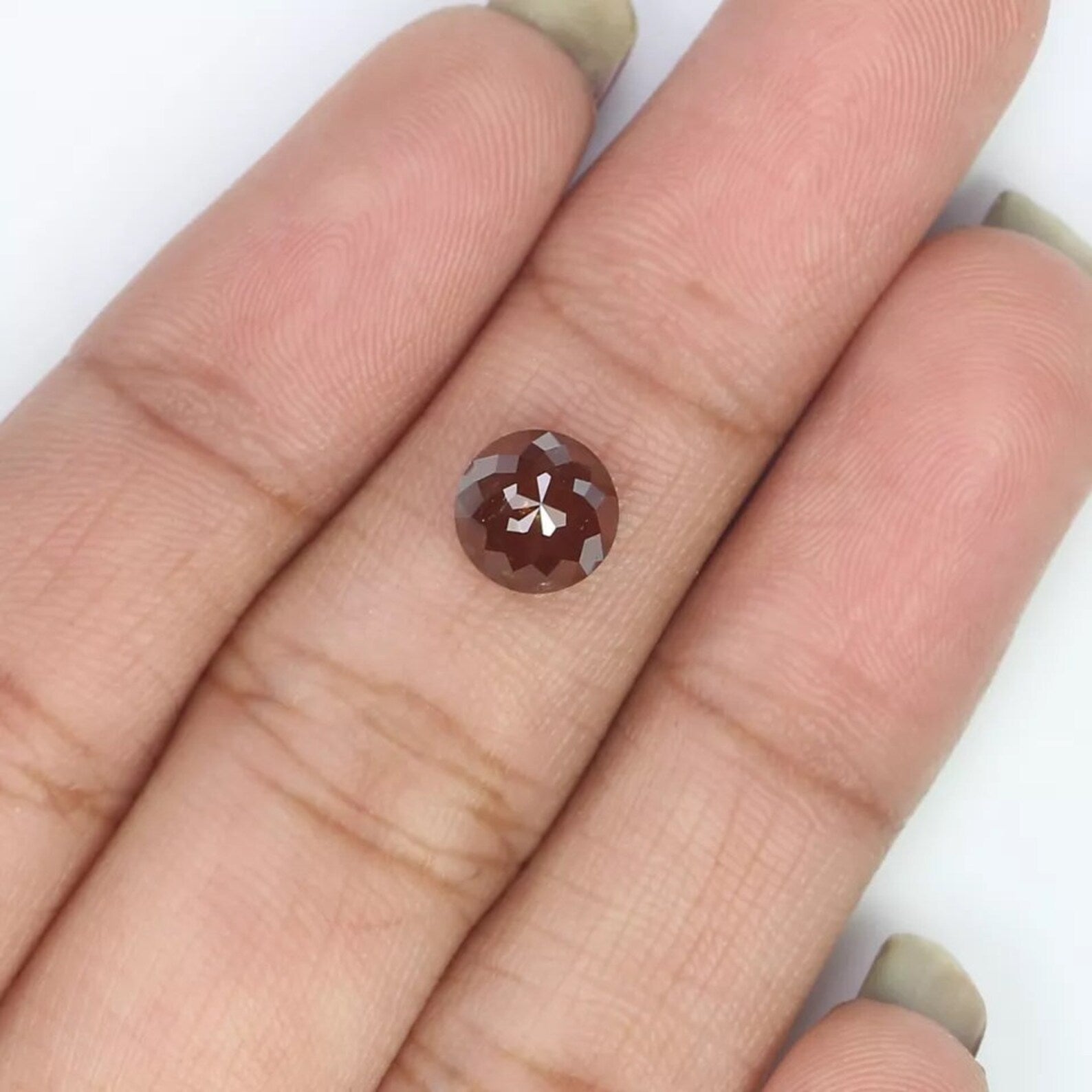 1.43 Ct Natural Loose Round Shape Diamond Brown Color Round Cut Diamond 6.65 MM Natural Diamond Brown Color Round Rose Cut Diamond NQ580