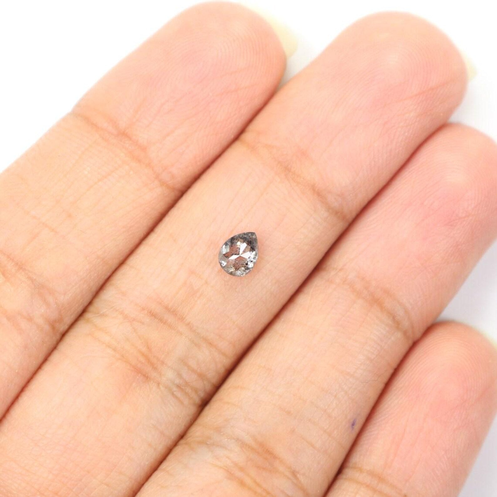 0.32 Ct Natural Loose Pear Shape Diamond Salt And Pepper Pear Cut Diamond 4.85 MM Natural Loose Black Grey Color Diamond Pear Diamond NQ1874