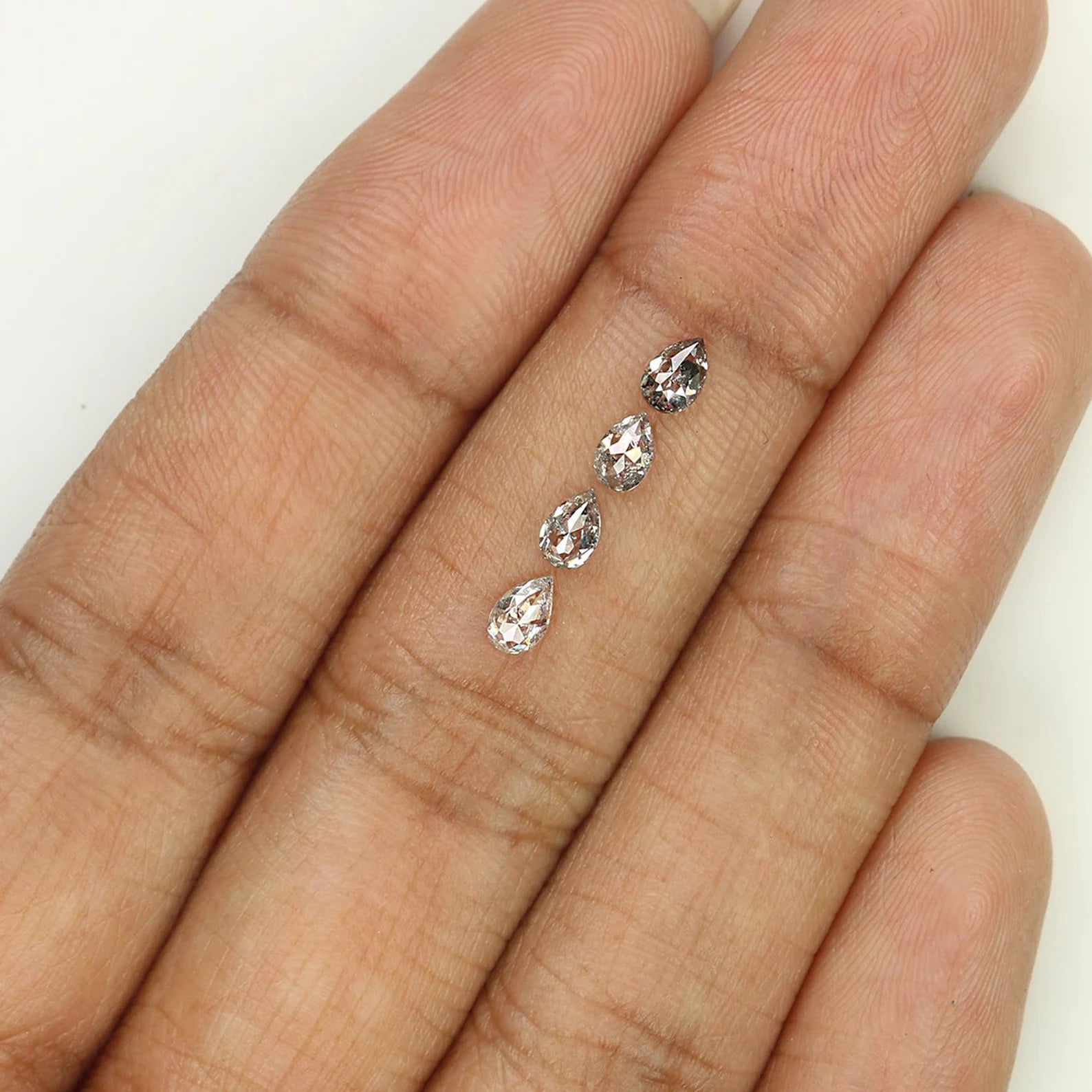 0.62 CT Natural Loose Pear Diamond Salt And Pepper Diamond 4.05 MM Natural Loose Diamond Pear Shape Diamond Black Grey Color Diamond KDN1570