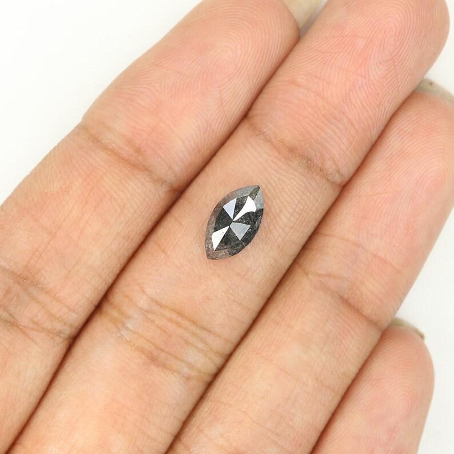 1.38 CT Natural Loose Marquise Shape Diamond Salt And Pepper Marquise Diamond 9.35 MM Black Grey Color Marquise Rose Cut Diamond NQ1597