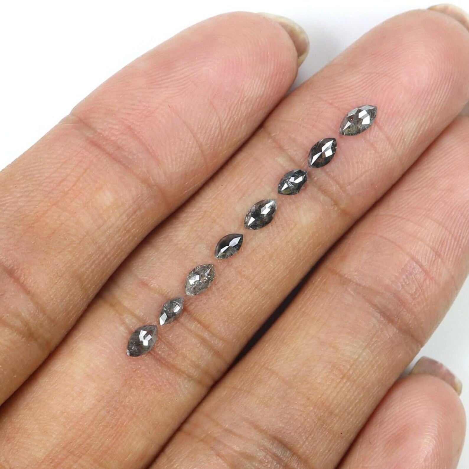 0.71 CT Natural Loose Marquise Shape Diamond Salt And Pepper Marquise Diamond 4.80 MM Natural Black Grey Marquise Rose Cut Diamond NQ2272