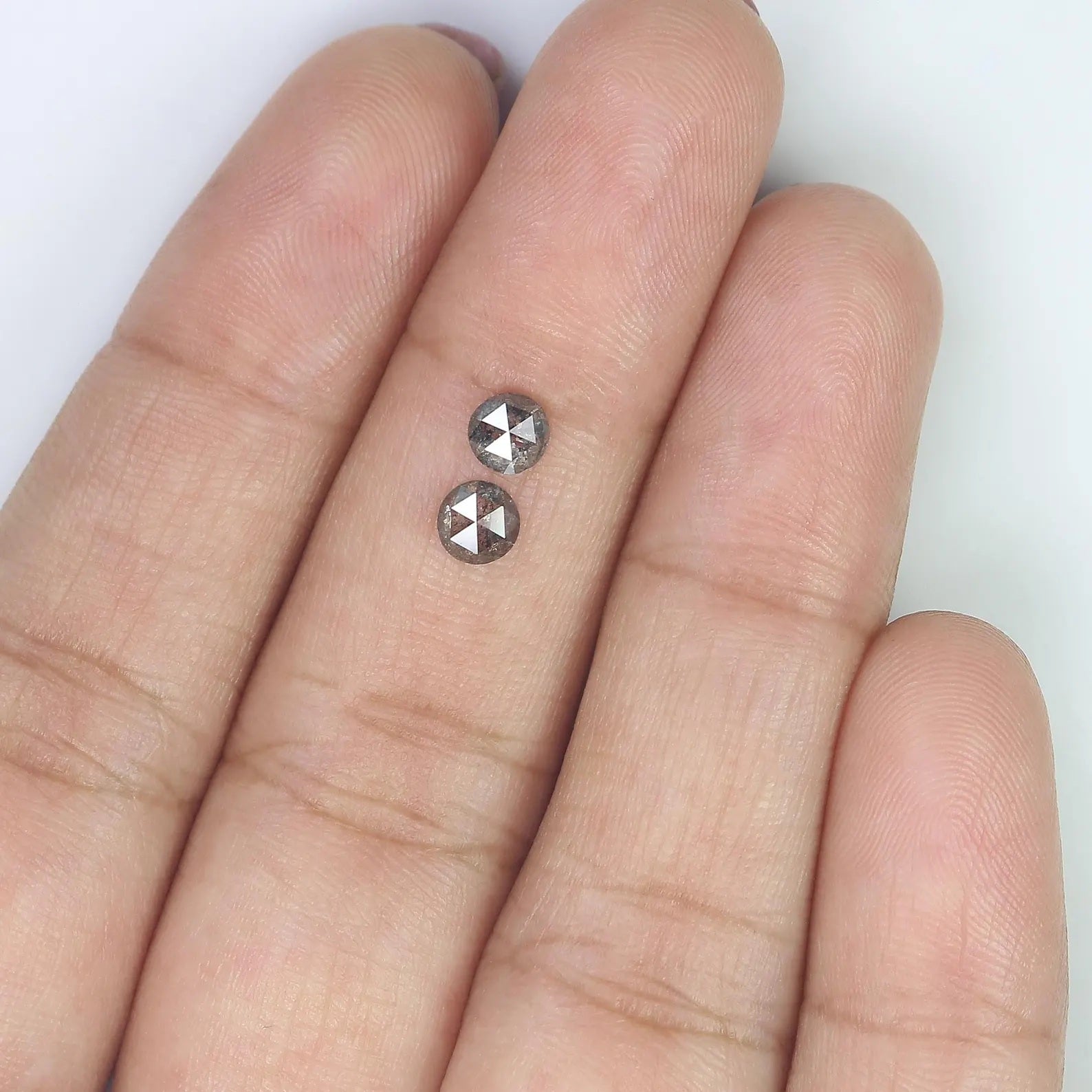 0.60 CT Natural Loose Round Shape Pair Diamond Salt And Pepper Round Diamond 4.10 MM Natural Black Grey Color Round Rose Cut Diamond NQ9314
