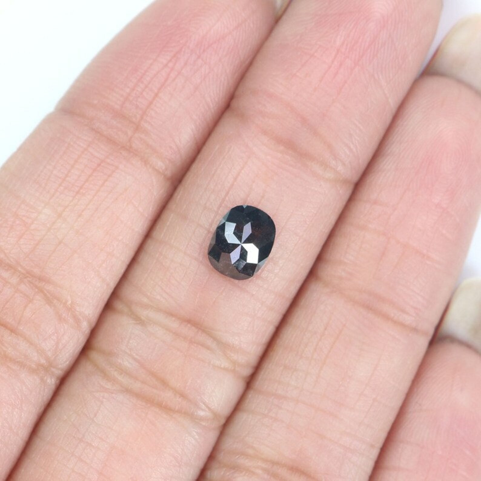 0.66 CT Natural Loose Cushion Shape Diamond Salt And Pepper Cushion Diamond 6.70 MM Natural Black Grey Color Cushion Rose Cut Diamond NQ2100
