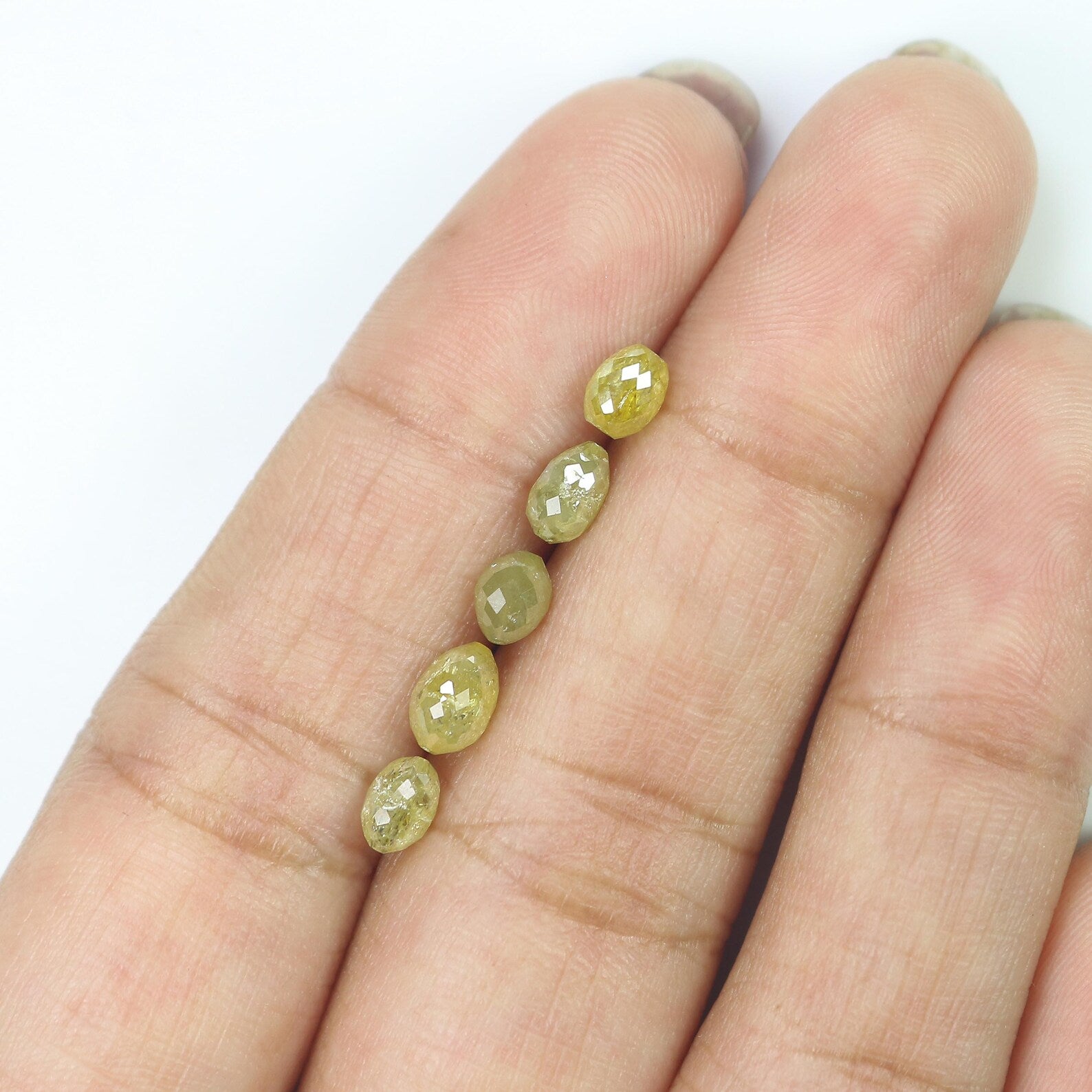 3.05 CT Natural Loose Egg Shape Bead Diamond Yellow Color Bead Diamond 4.75 MM Natural Loose Yellow Color Egg Shape Rose Cut Diamond NQ1783