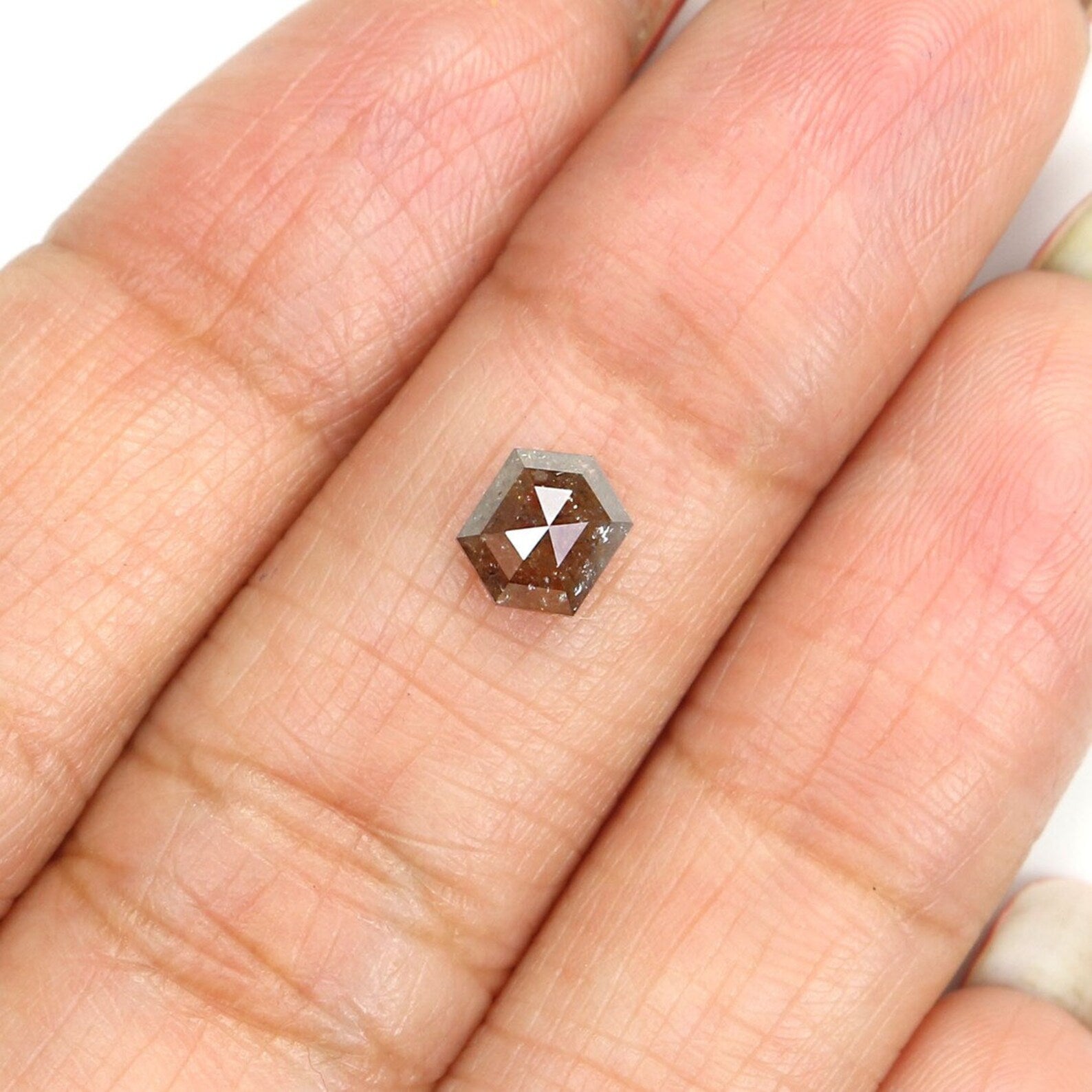 0.83 CT Natural Loose Hexagon Shape Diamond Brown Color Hexagon Diamond 6.10 MM Natural Loose Diamond Hexagon Shape Rose Cut Diamond NQ399