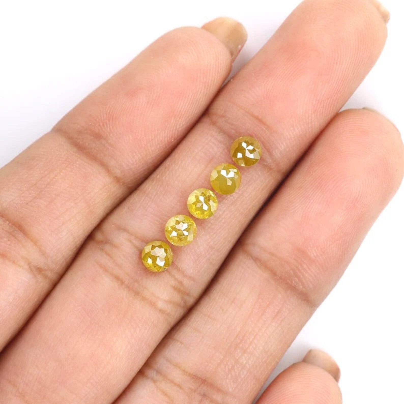 1.44 CT Natural Loose Round Shape Diamond Yellow Color Round Cut Diamond 3.70 MM Natural Diamond Yellow Color Round Rose Cut Diamond NQ694