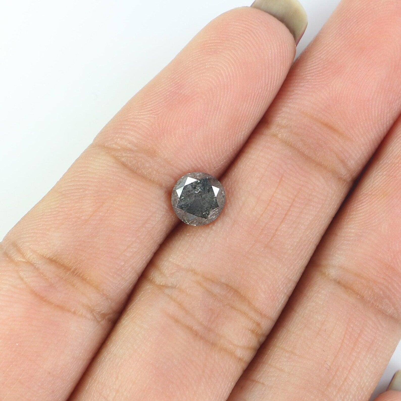0.87 Ct Natural Loose Round Brilliant Cut Diamond Salt And Pepper Round Diamond 5.80 MM Natural Black Grey Color Round Cut Diamond QN9369
