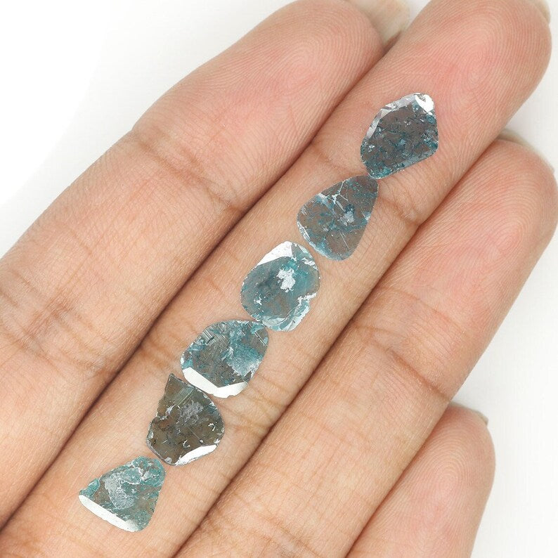 1.86 Ct Natural Loose Slice Shape Diamond Blue Color Slice Cut Diamond 7.70 MM Natural Loose Diamond Blue Color Irregular Cut Diamond NQ1315