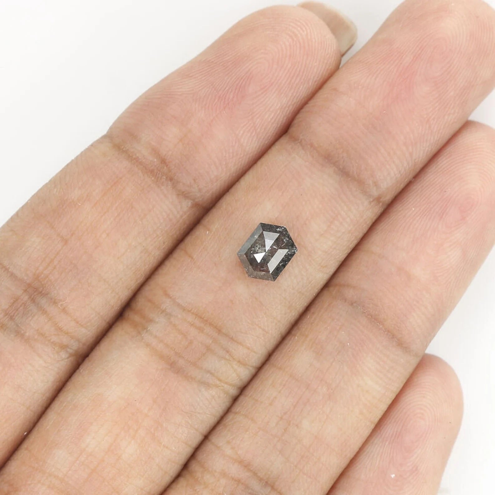0.80 CT Natural Loose Hexagon Shape Diamond Salt And Pepper Hexagon Cut Diamond 6.30 MM Natural Loose Hexagon Shape Rose Cut Diamond QN1135