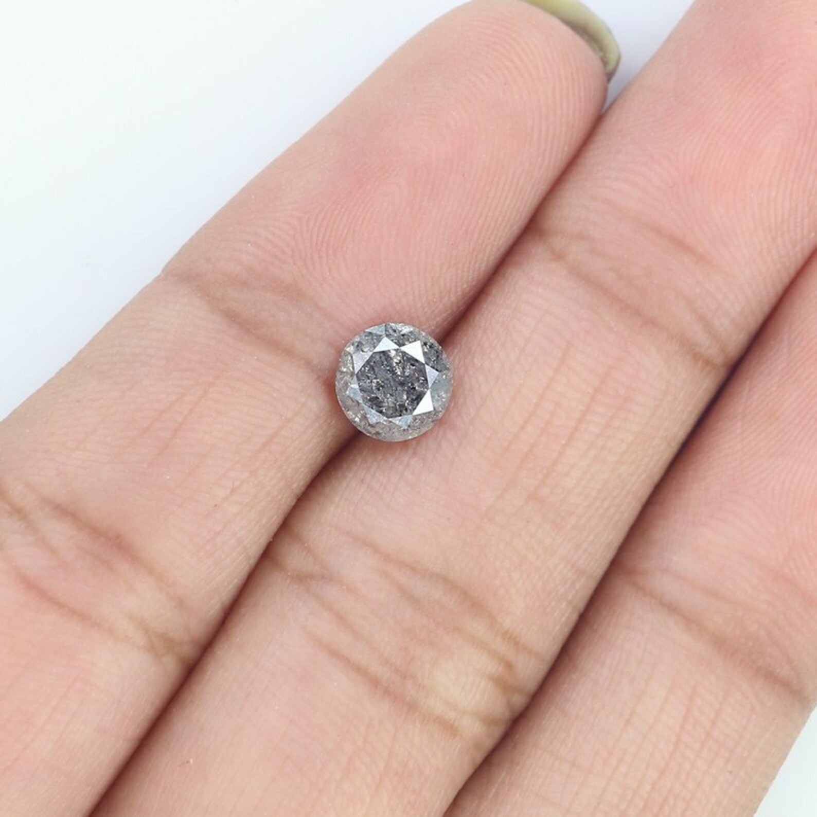 0.87 CT Natural Loose Round Brilliant Cut Diamond Salt And Pepper Round Diamond 5.80 MM Natural Black Grey Color Round Cut Diamond QN9140