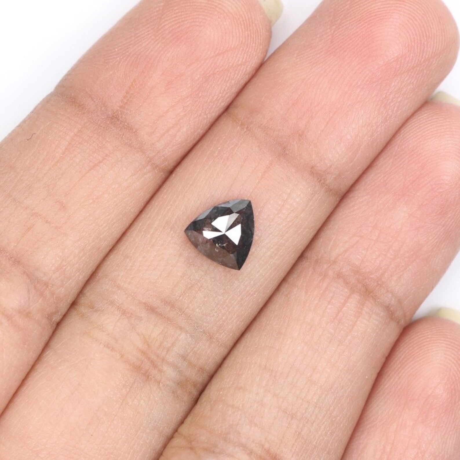 1.02 CT Natural Loose Triangle Diamond Salt And Pepper Triangle Diamond 6.90 MM Natural Black Grey Color Triangle Rose Cut Diamond NQ9566