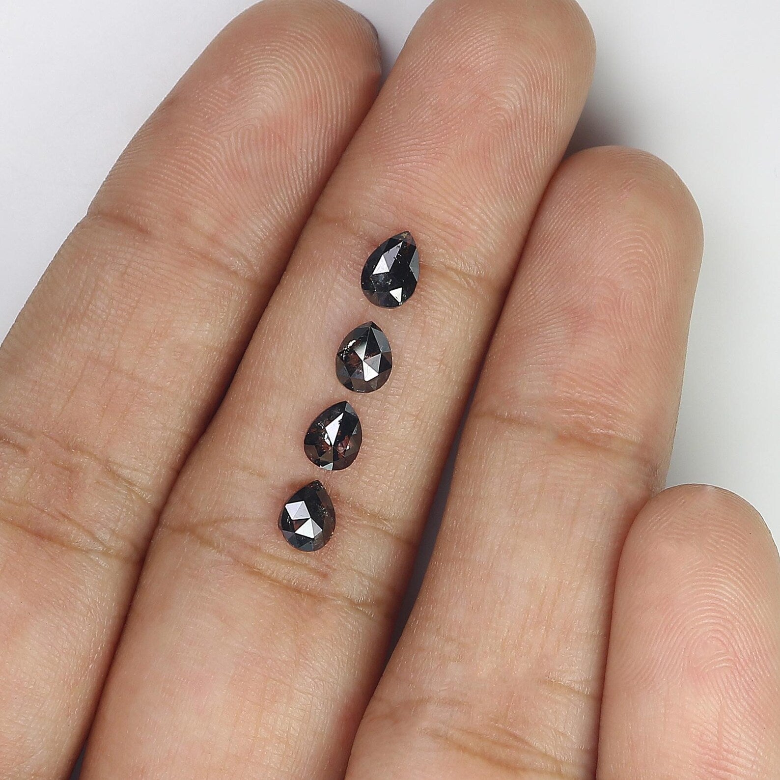1.11 CT Natural Loose Pear Shape Diamond Black Color Pear Cut Diamond 4.80 MM Natural Loose Diamond Black Color Pear Rose Cut Diamond QN1673