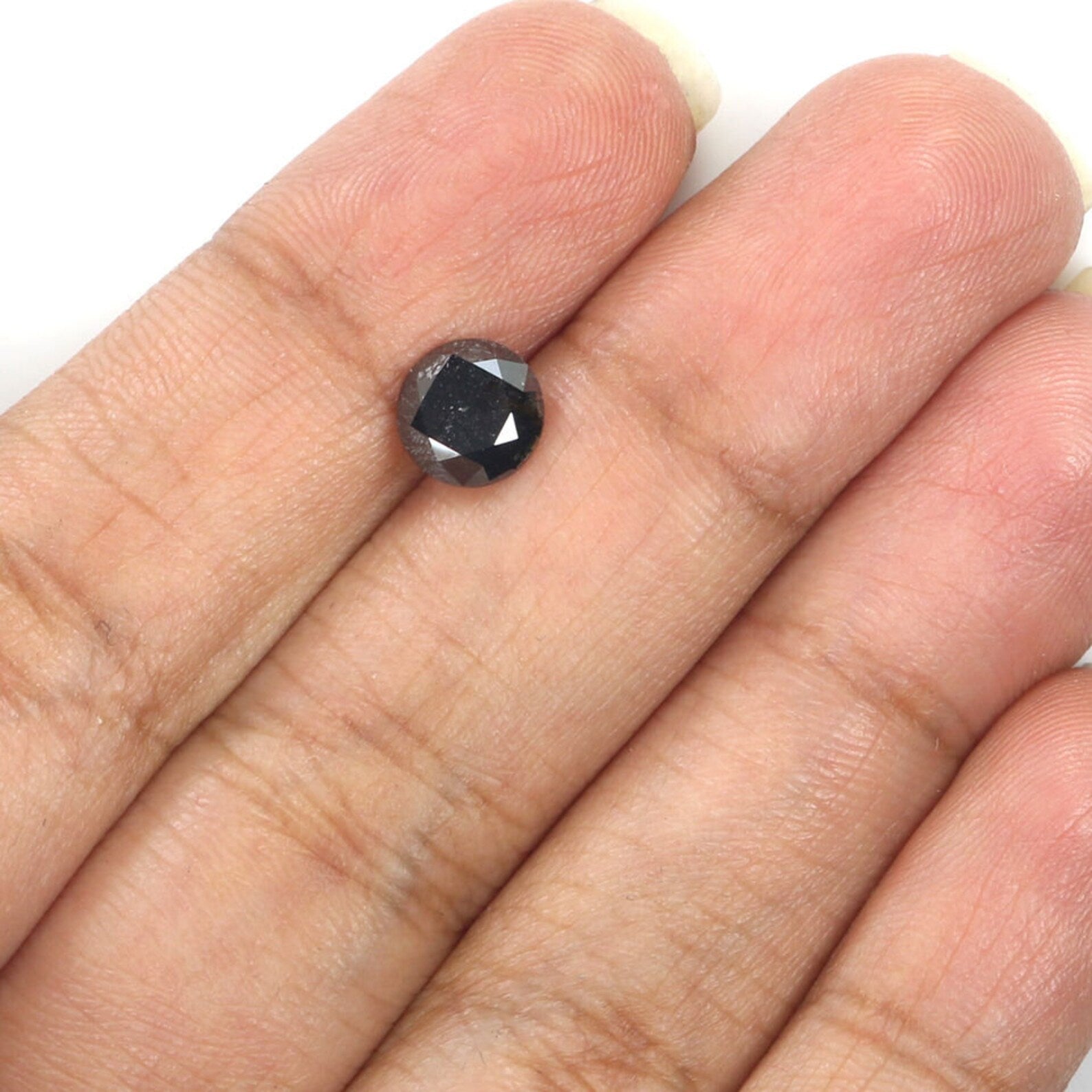 1.38 CT Natural Loose Round Shape Diamond Black Color Round Shape Diamond 6.70 MM Natural Loose Diamond Round Brilliant Cut Diamond NQ478