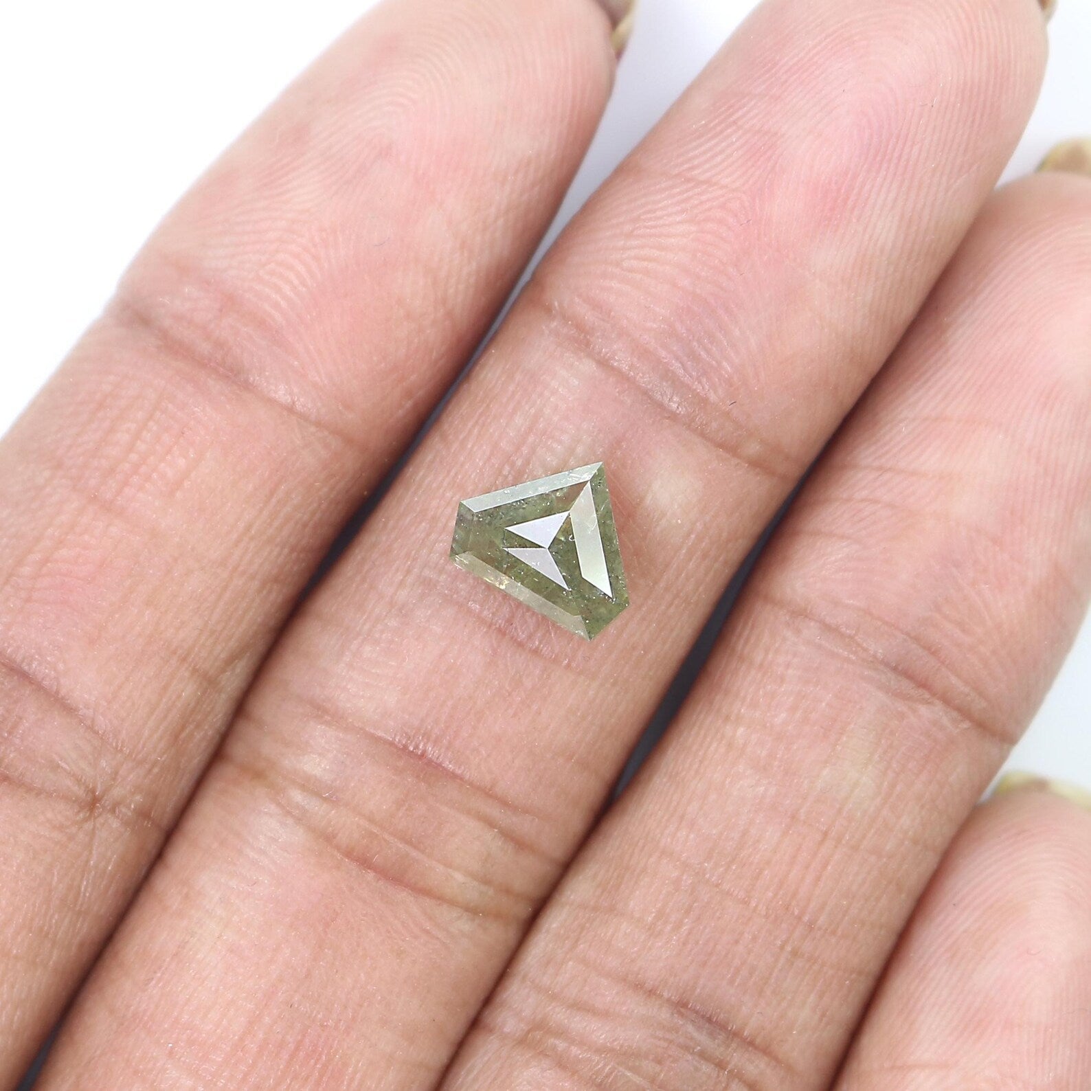 1.50 Ct Natural Loose Shield Diamond Grey Green Color Shield Diamond 7.00 MM Natural Loose Diamond Grey Color Shield Shape Diamond QN8819