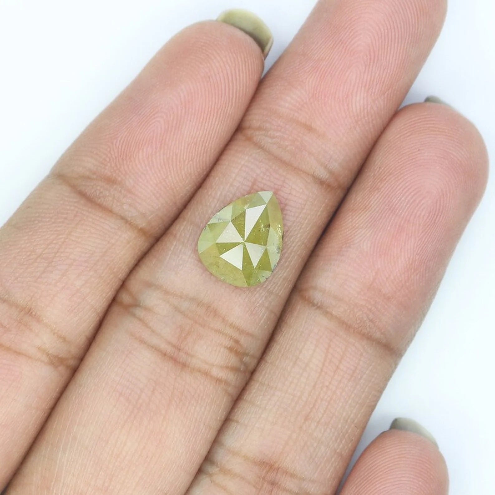 1.84 CT Natural Loose Pear Diamond Yellow Color Pear Cut Diamond 9.70 MM Natural Loose Diamond Pear Rose Cut Diamond Pear Cut Diamond NQ7679