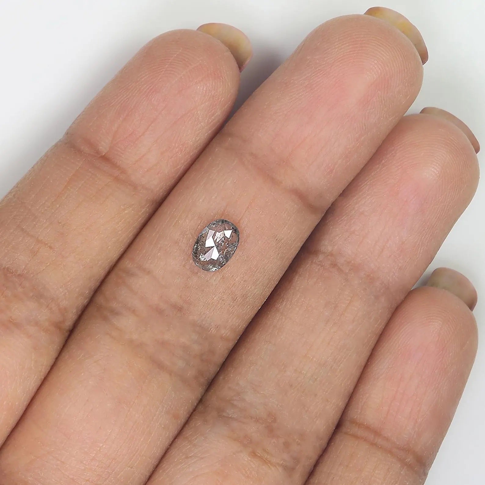 0.58 CT Natural Loose Oval Shape Diamond Salt And Pepper Oval Diamond 6.40 MM Natural Loose Black Grey Diamond Oval Rose Cut Diamond NQ1556