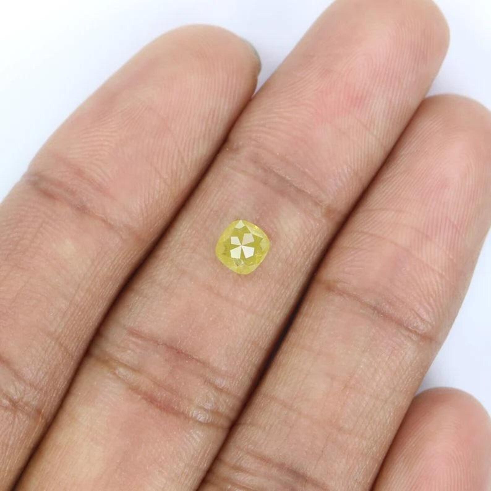 0.69 CT Natural Loose Cushion Shape Diamond Yellow Color Cushion Cut Diamond 4.85 MM Natural Yellow Color Cushion Rose Cut Diamond NQ2405