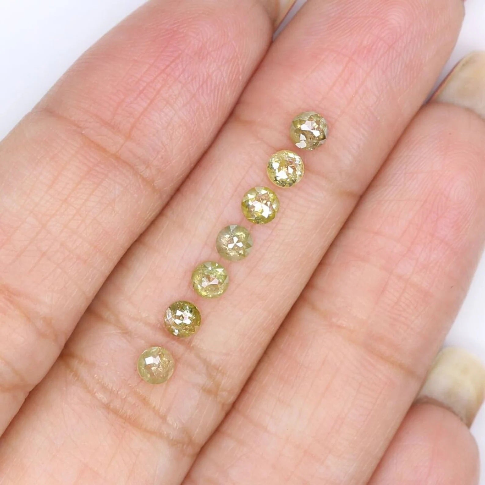 1.10 CT Natural Loose Rose Cut Diamond Yellow Green Color Round Shape Diamond 3.10 MM Natural Loose Round Rose Cut Shape Diamond NQ419