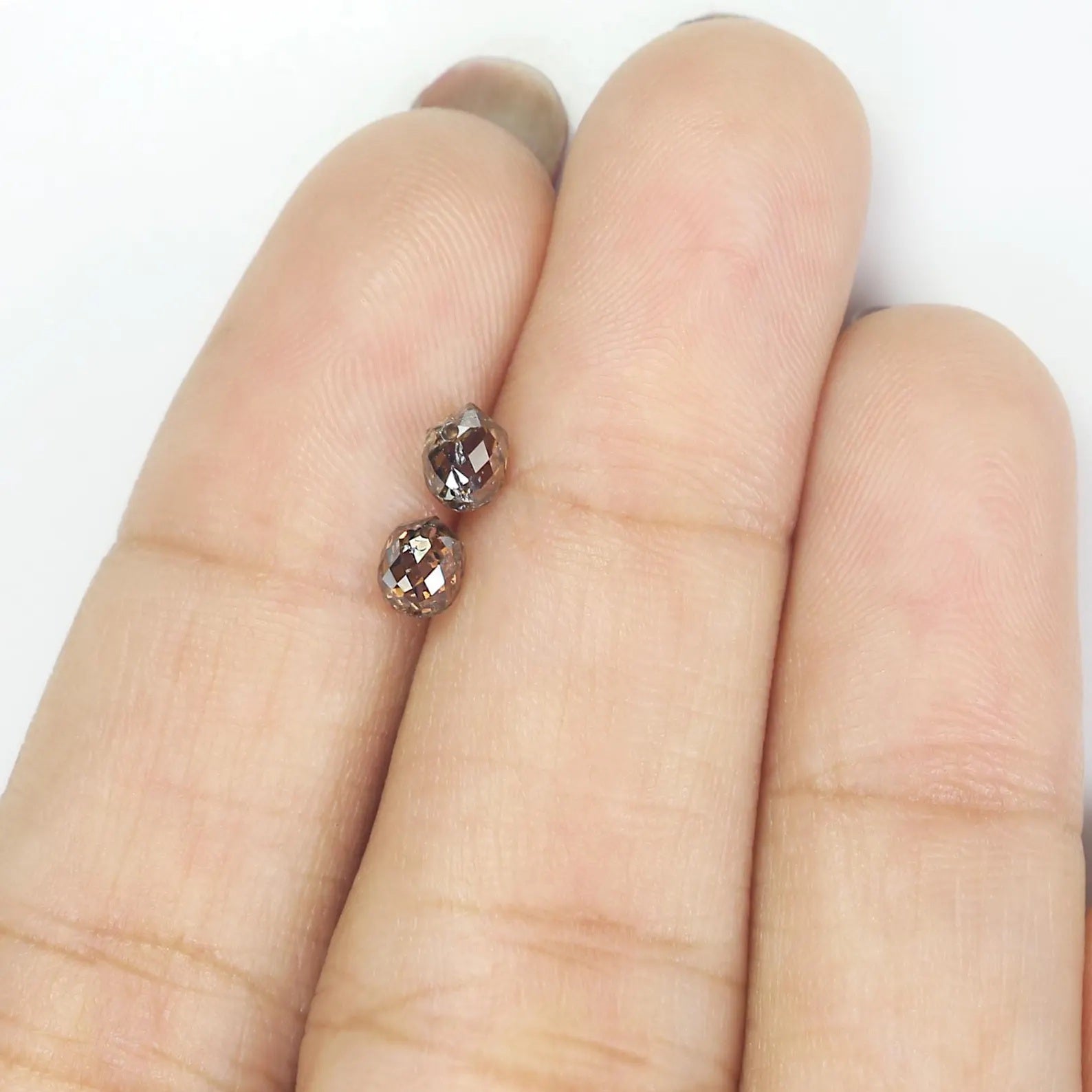 0.93 CT Natural Loose Drop Shape Pair Diamond Brown Color Briolette Diamond 4.30 MM Natural Brown Color Briolette Rose Cut Diamond NQ827