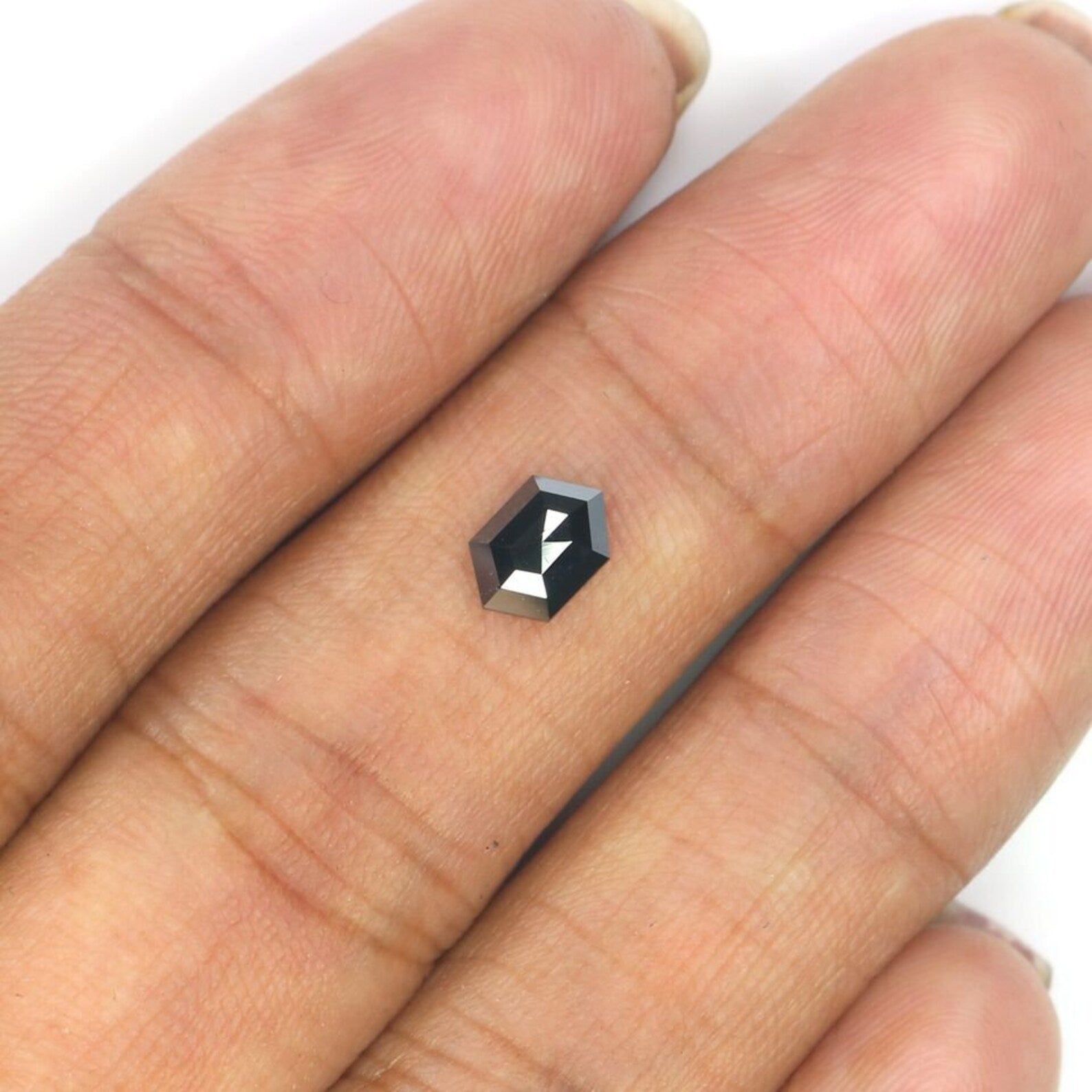 0.58 CT Natural Loose Hexagon Shape Diamond Black Color Hexagon Cut Diamond 6.80 MM Natural Diamond Black Hexagon Rose Cut Diamond QN2274