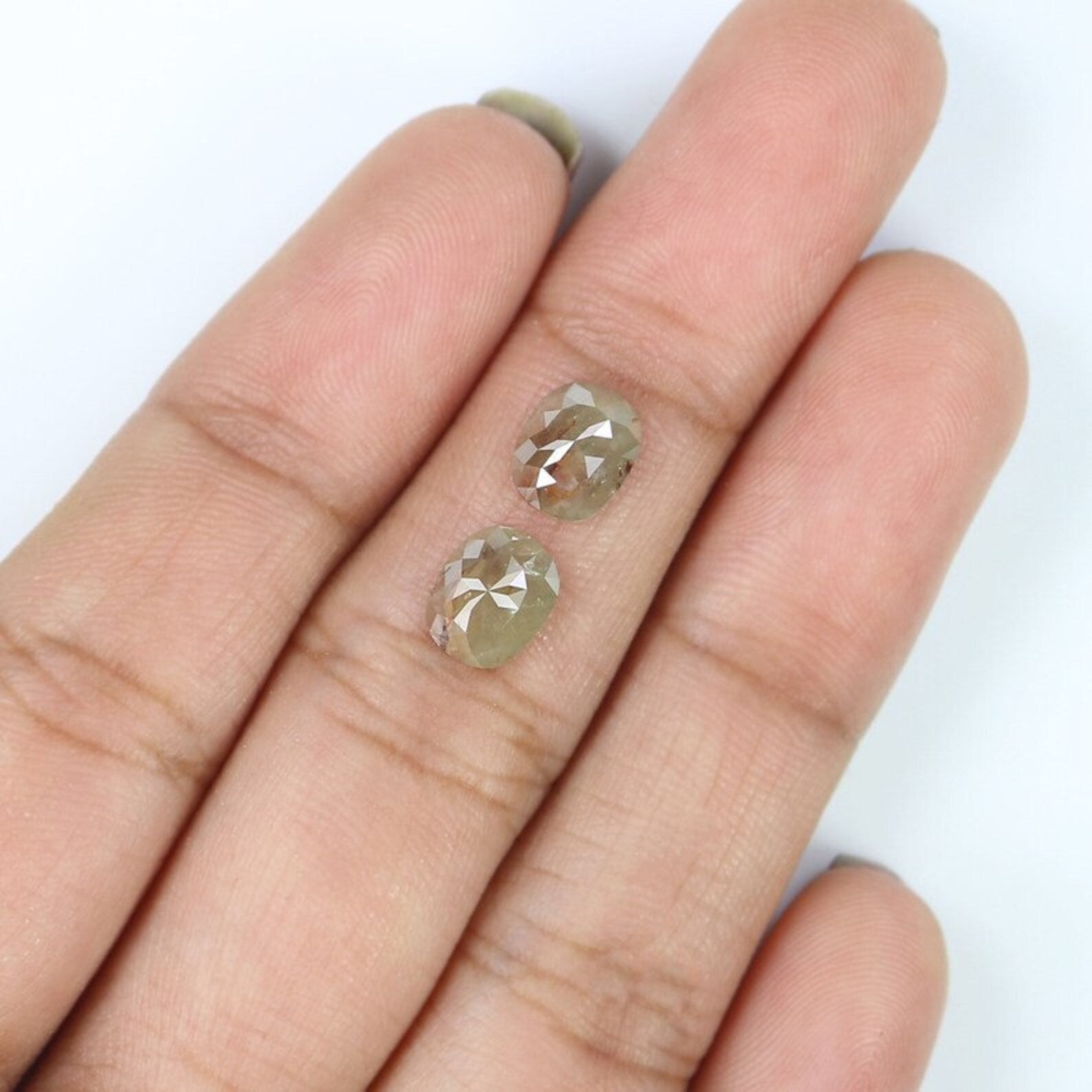 1.80 Ct Natural Loose Oval Shape Pair Diamond Grey Brown Color Oval Diamond 7.20 MM Natural Grey Brown Color Oval Rose Cut Diamond NQ2481