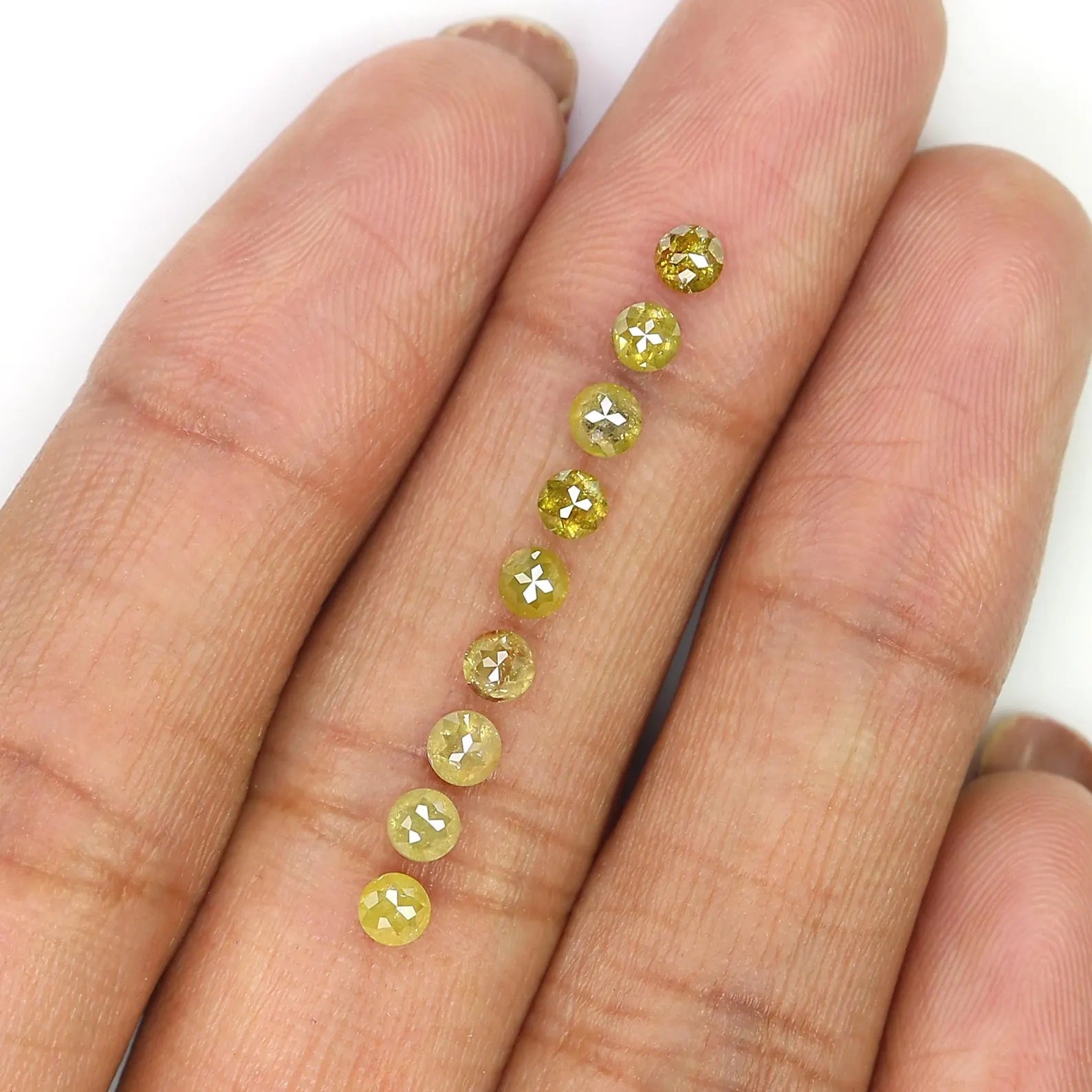 1.55 CT Natural Loose Round Rose Cut Diamond Yellow Color Round Shape Diamond 3.10 MM Natural Loose Green Color Round Rose Cut Diamond NQ417