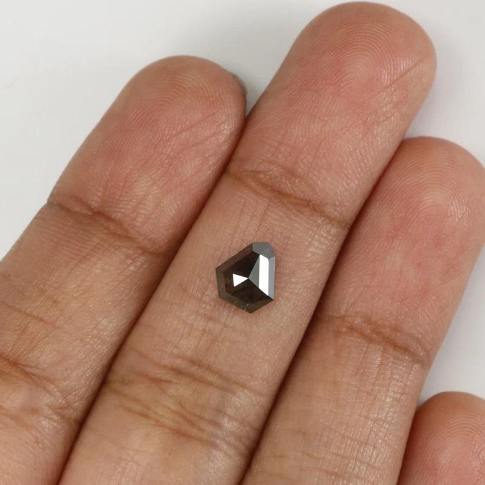 0.98 CT Natural Loose Shield Shape Diamond Salt And Pepper Shield Diamond 7.00 MM Natural Black Grey Color Shield Rose Cut Diamond NQ9367