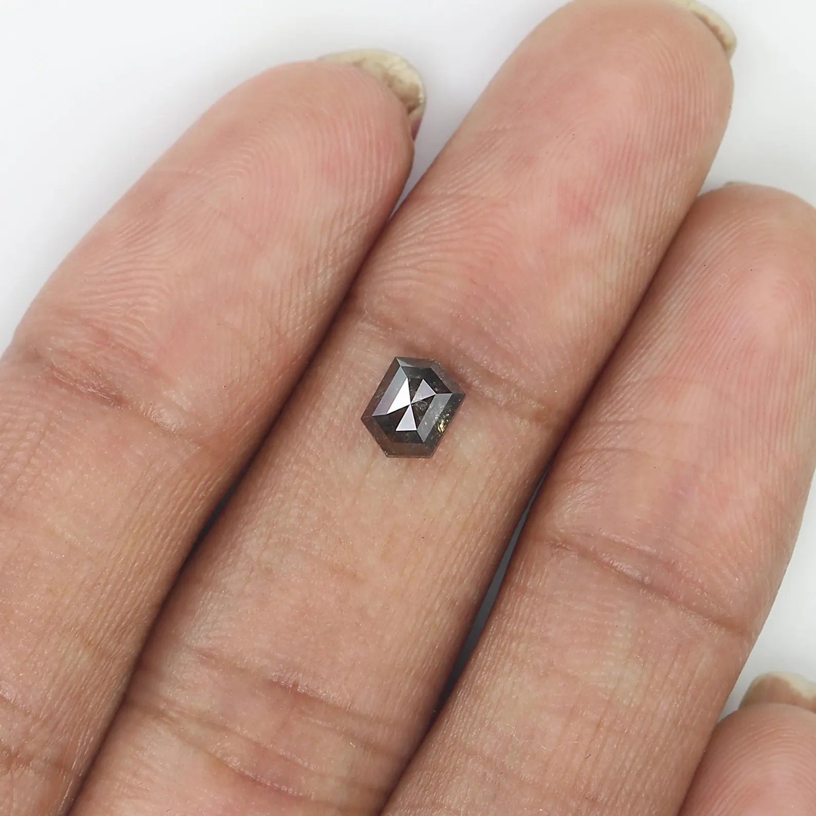 0.61 CT Natural Loose Hexagon Shape Diamond Salt And Pepper Hexagon Diamond 5.80 MM Natural Black Gray Color Hexagon Rose Cut Diamond NQ1255