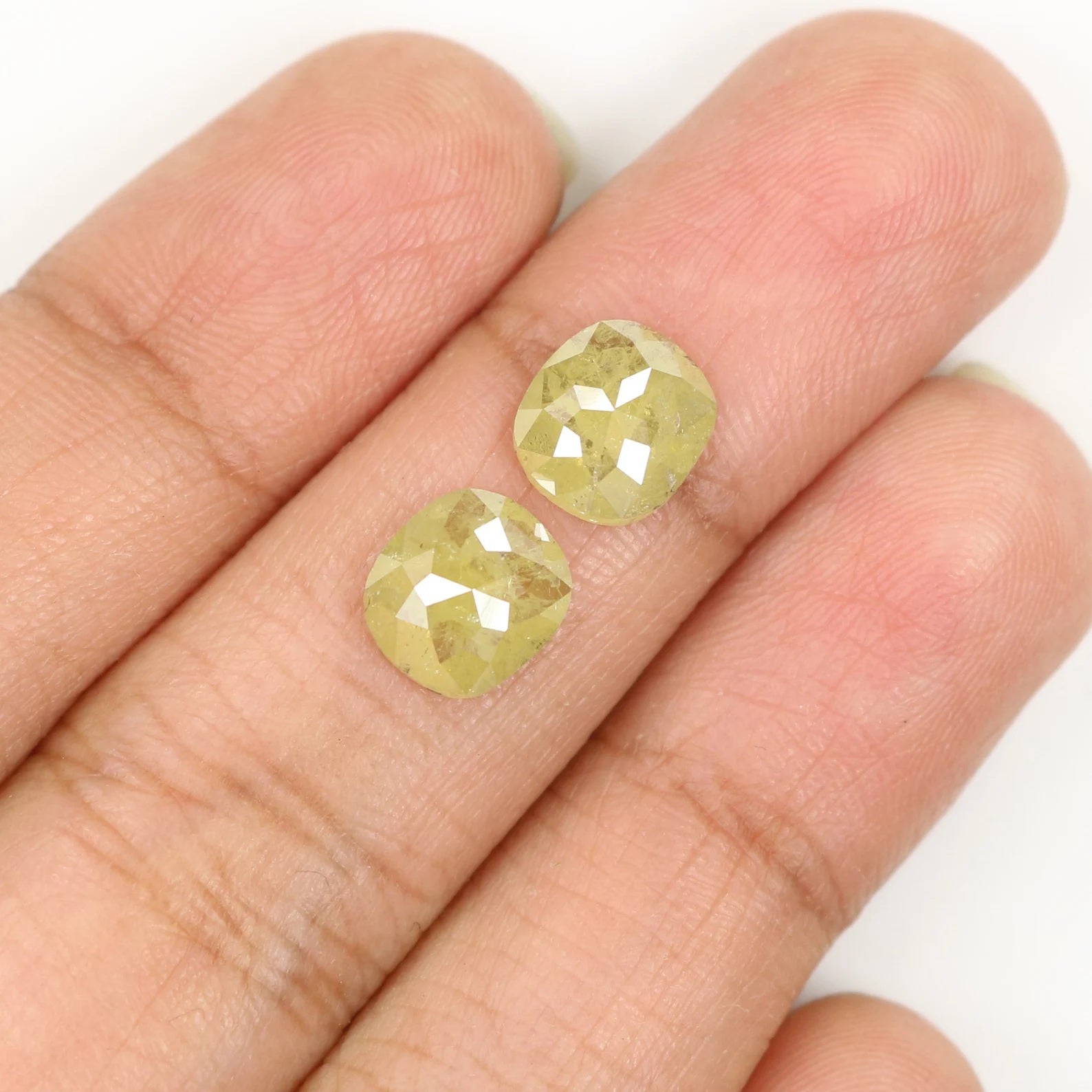 3.01 CT Natural Loose Cushion Pair Diamond Yellow Color Cushion Cut Diamond 7.80 MM Natural Loose Cushion Shape Rose Cut Diamond KDN9872