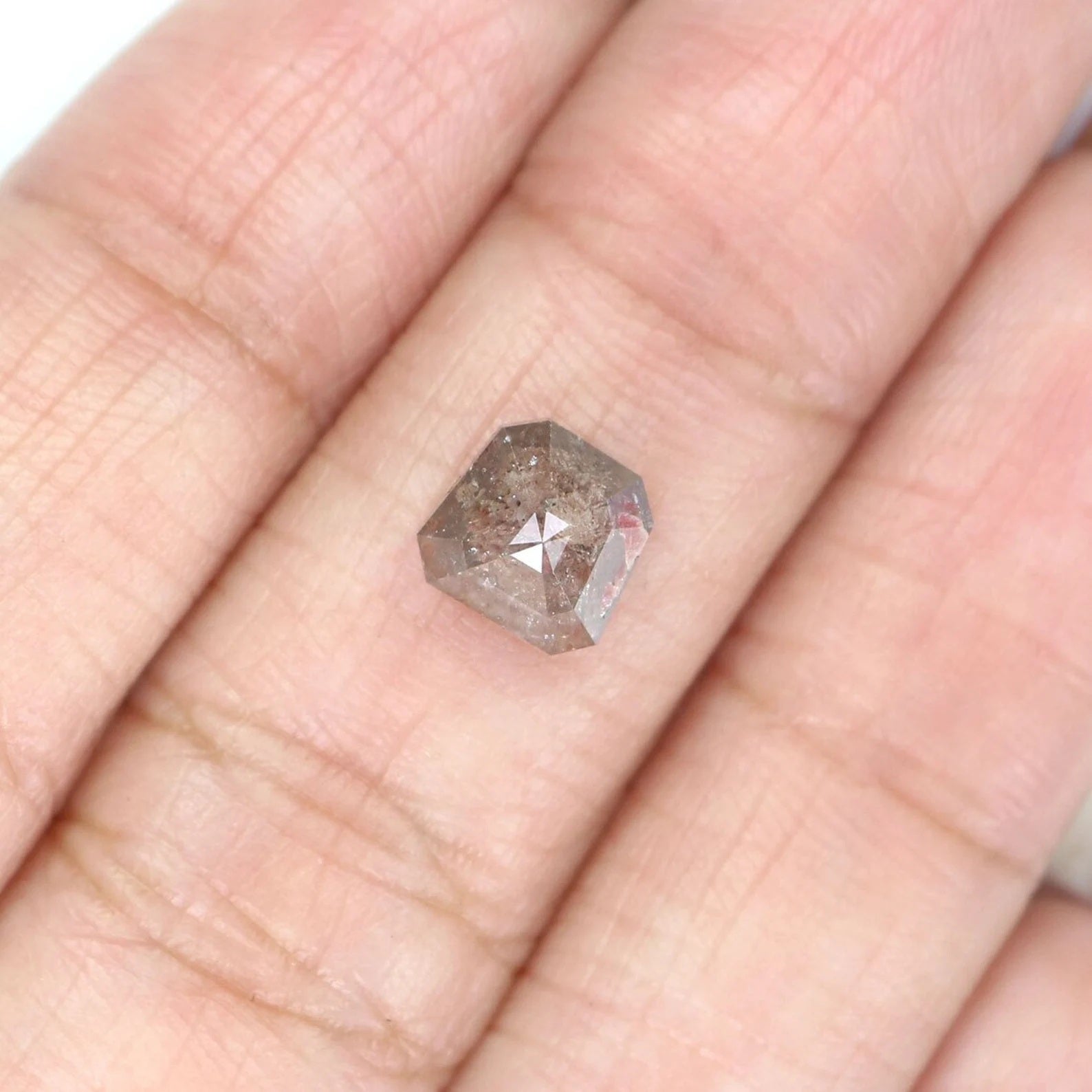 1.50 CT Natural Loose Emerald Cut Diamond Grey Brown Color Emerald Diamond 6.70 MM Natural Grey Brown Color Emerald Rose Cut Diamond NQ8548