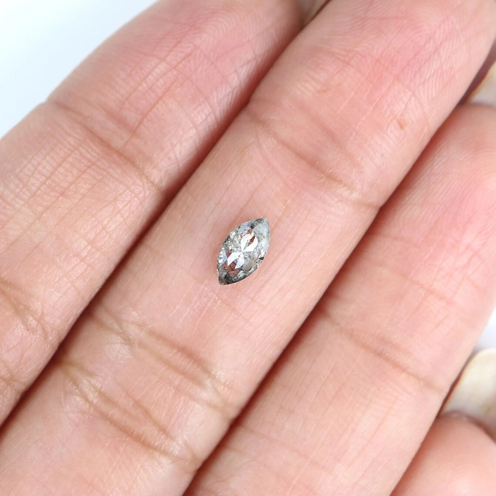 0.34 CT Natural Loose Marquise Cut Diamond Salt And Pepper Marquise Diamond 6.50 MM Black Grey Color Marquise Shape Rose Cut Diamond NQ9534