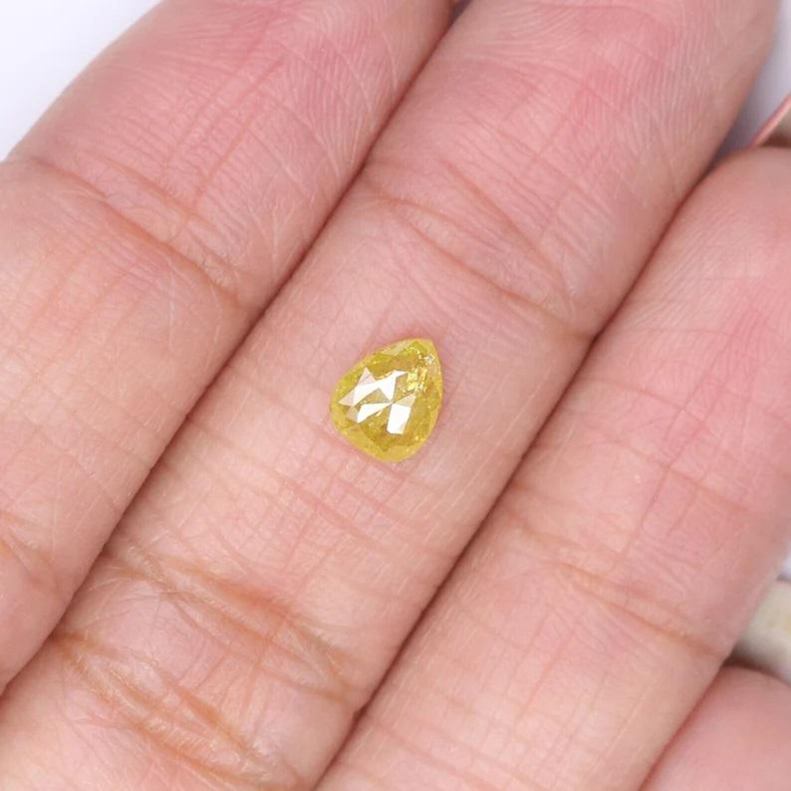 0.53 CT Natural Loose Pear Shape Diamond Yellow Color Pear Diamond 5.95 MM Natural Loose Diamond Yellow Color Pear Rose Cut Diamond NQ1975