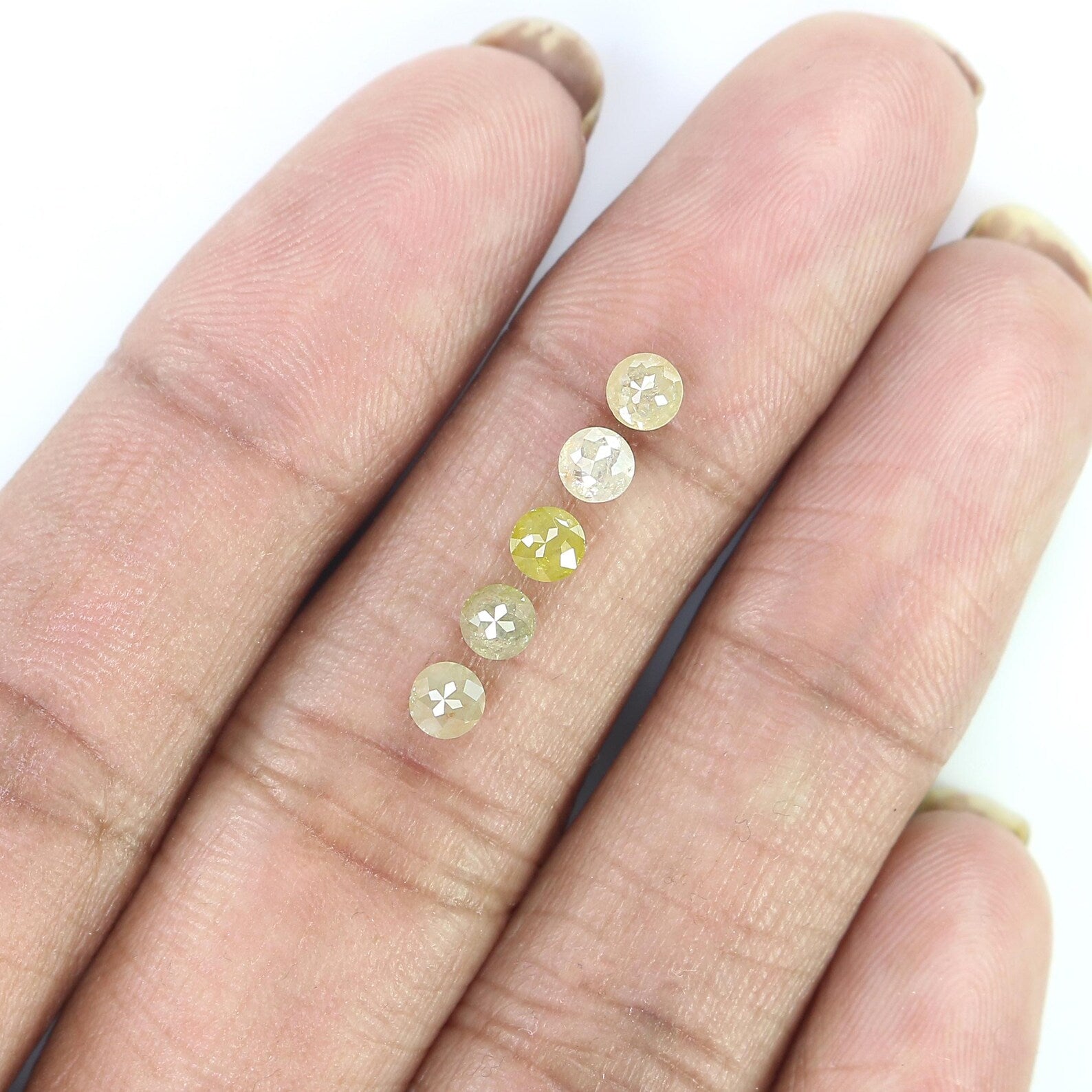 1.24 CT Natural Loose Round Rose Cut Diamond Grey Color Round Shape Diamond 3.50 MM Natural Loose Yellow Color Round Rose Cut Diamond NQ1759