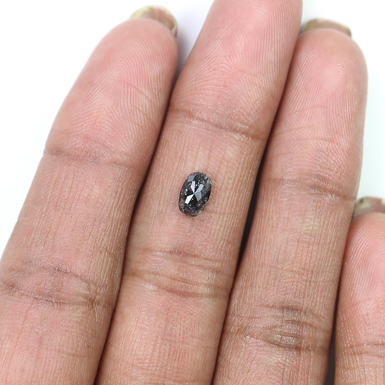 0.61 CT Natural Loose Oval Shape Diamond Salt And Pepper Oval Cut Diamond 6.30 MM Natural Loose Diamond Oval Shape Rose Cut Diamond QN823