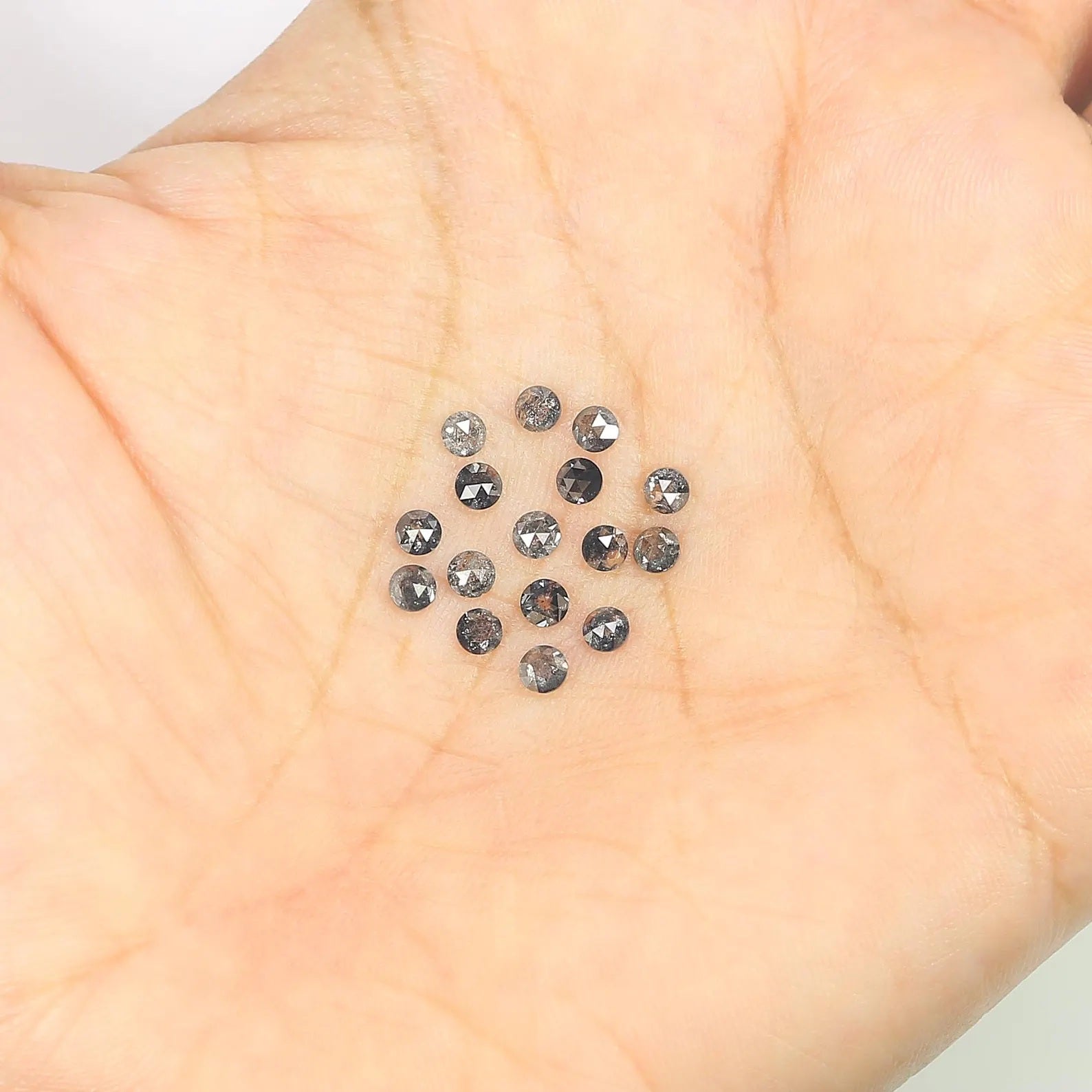 1.50 CT Natural Loose Rose Cut Diamond Salt And Pepper Diamond 2.70 MM Natural Loose Diamond Black Grey Color Round Rose Cut Diamond NQ1793