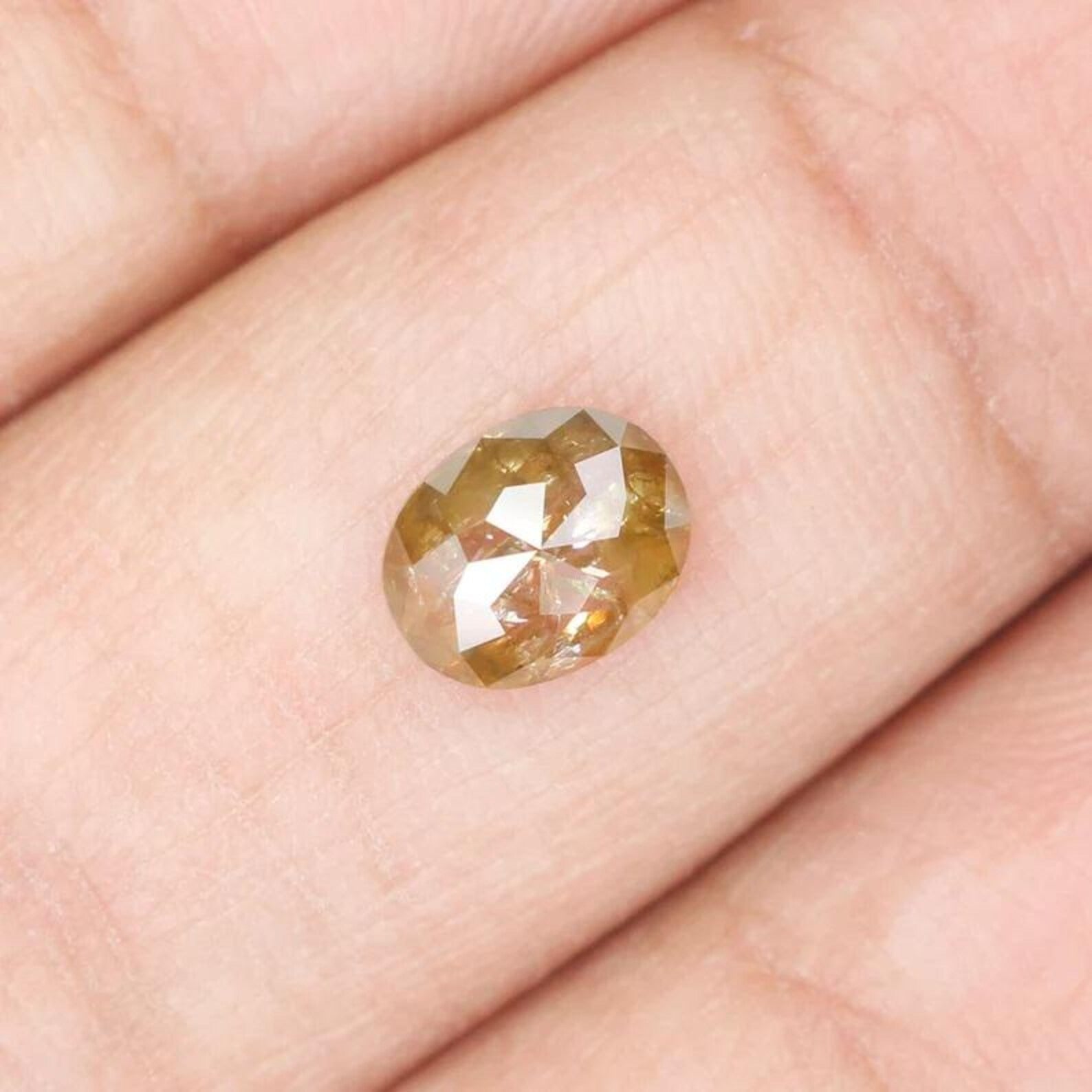 0.79 CT Natural Loose Oval Shape Diamond Yellow Color Oval Diamond 6.35 MM Natural Loose Yellow Color Diamond Oval Rose Cut Diamond NQ986