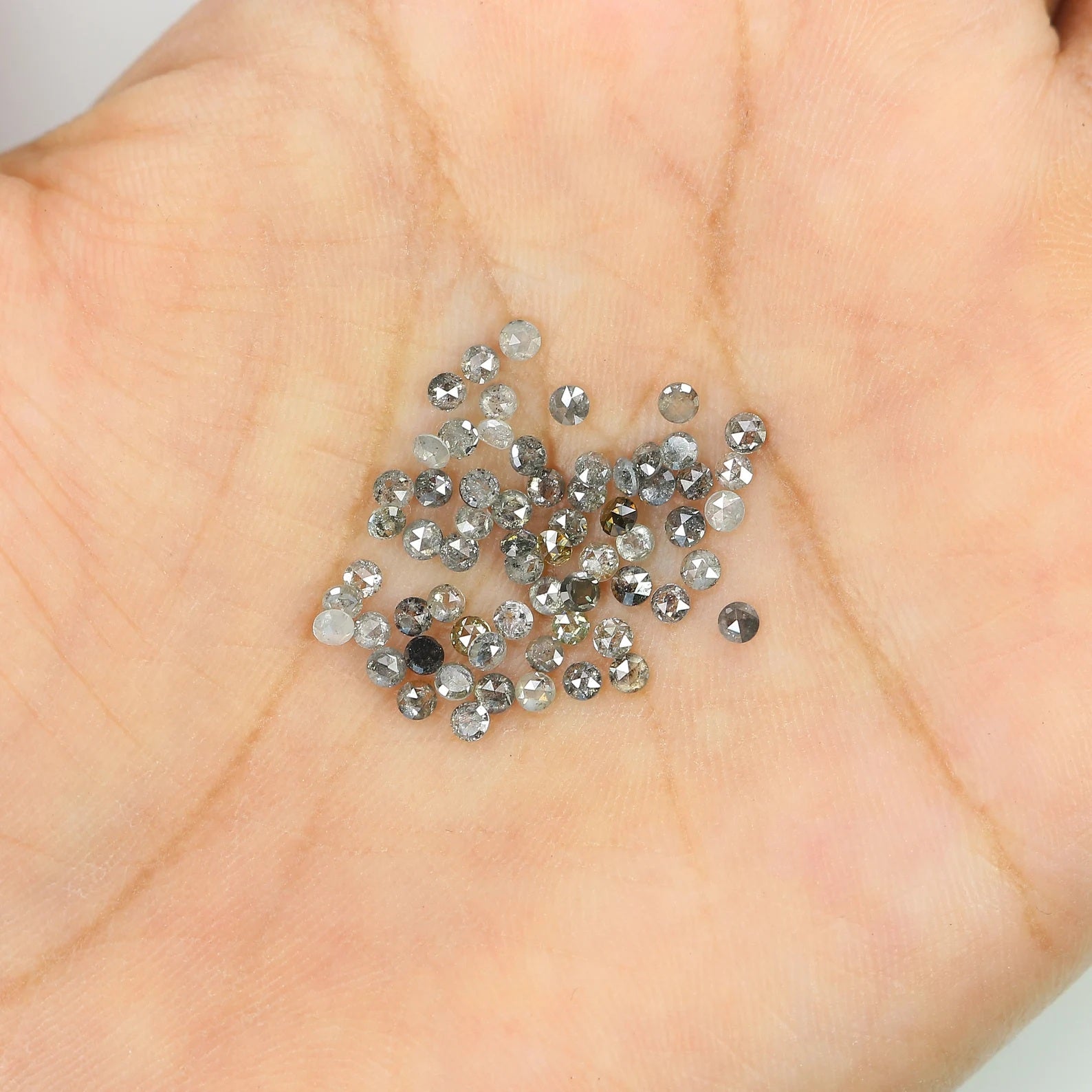 2.39 Ct Natural Loose Round Rose Cut Diamond Salt And Pepper Diamond 1.90 MM Natural Diamond Black Grey Color Round Rose Cut Diamond NQ2503