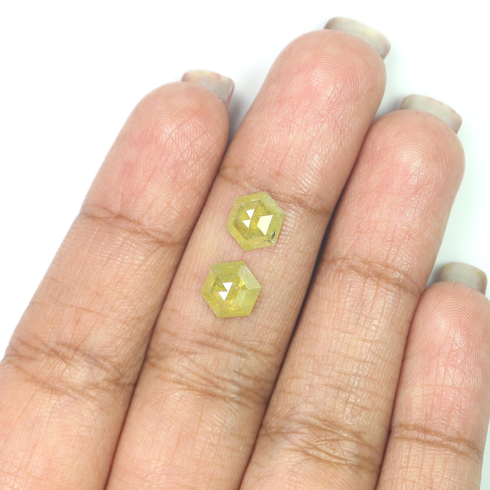 2.07 Ct Natural Loose Hexagon Shape Pair Diamond Yellow Color Hexagon Cut Diamond 6.70 MM Natural Diamond Hexagon Rose Cut Diamond NQ7999
