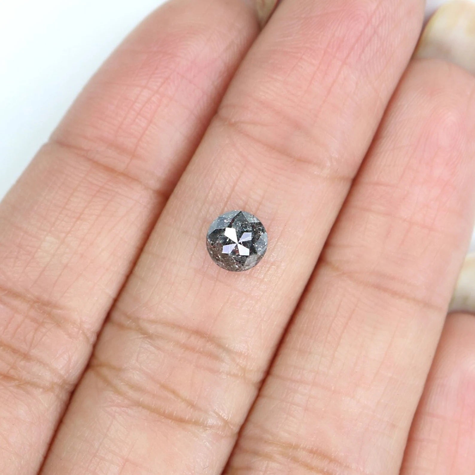0.79 Ct Natural Loose Round Rose Cut Diamond Salt And Pepper Round Cut Diamond 5.50 MM Natural Black Grey Color Round Cut Diamond NQ2085