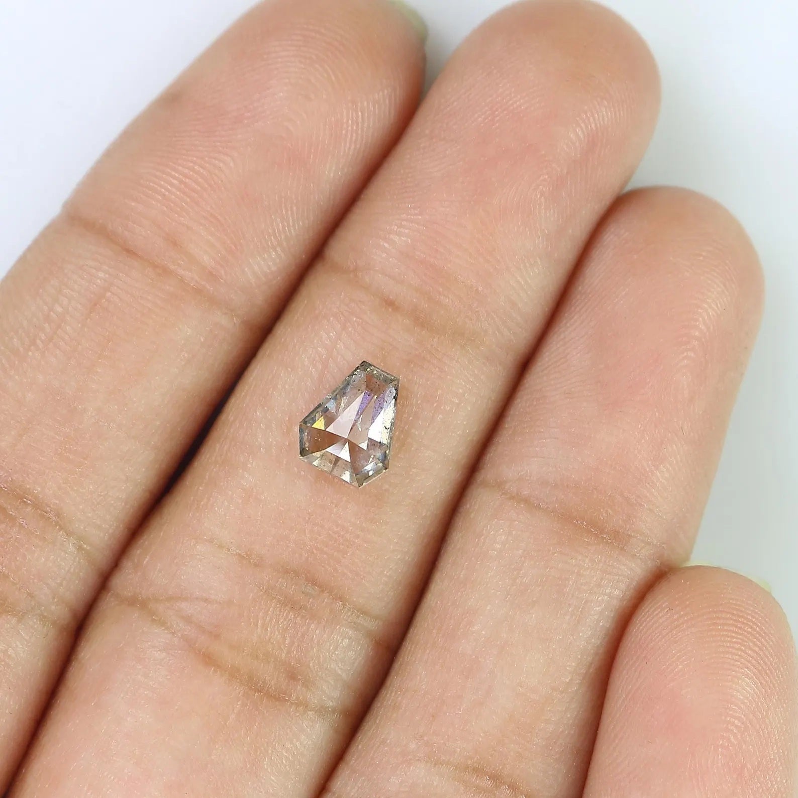 0.96 Ct Natural Loose Coffin Shape Diamond Salt And Pepper Coffin Cut Diamond 6.80 MM Black Grey Color Coffin Rose Cut Diamond QN204