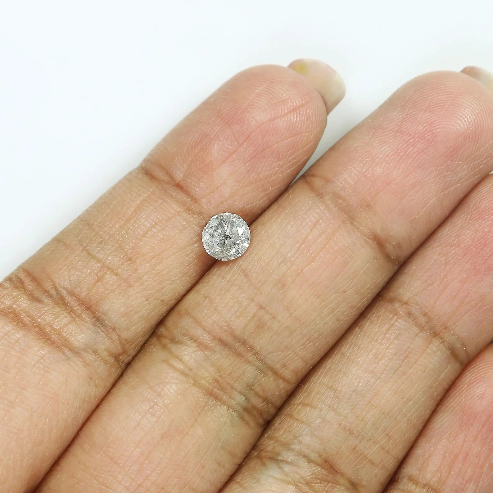 0.66 Ct Natural Loose Round Brilliant Cut Diamond Salt And Pepper Diamond 5.25 MM Natural Black Gray Color Round Brilliant Diamond QN1078