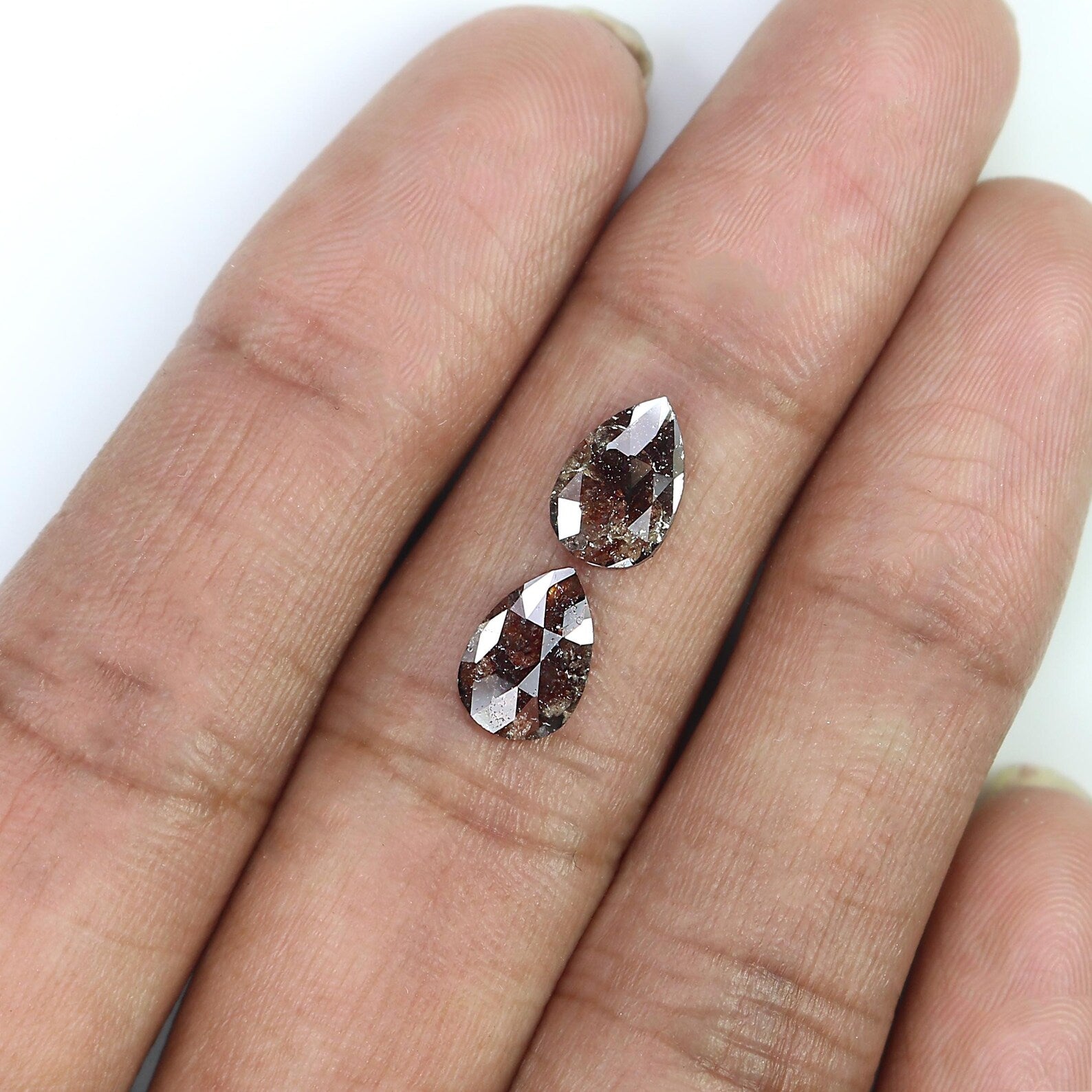 1.57 CT Natural Loose Pear Cut Pair Diamond Brown Color Pear Shape Diamond 8.70 MM Natural Diamond Brown Color Pear Rose Cut Diamond NQ2546