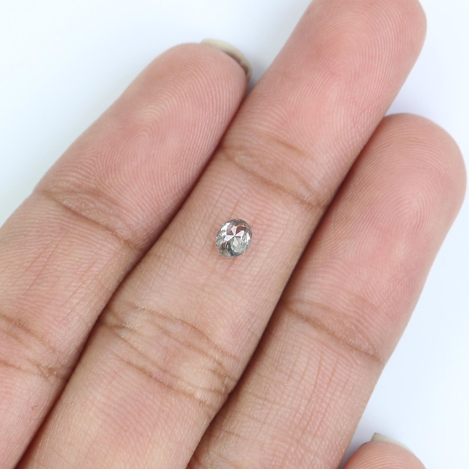 0.24 Ct Natural Loose Oval Shape Diamond Salt And Pepper Oval Cut Diamond 4.00 MM Natural Black Grey Color Oval Rose Cut Diamond NQ9304
